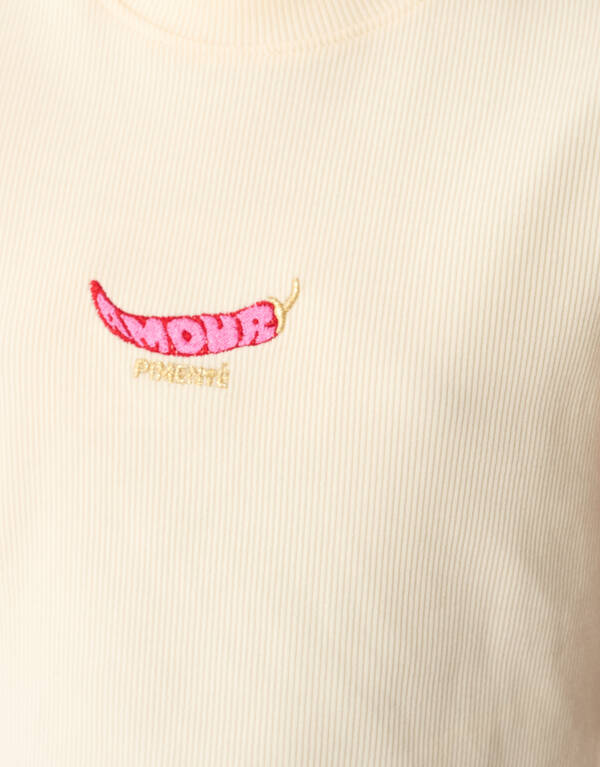 Rib Pepper Crop Top Gebroken Wit SHOEBY GIRLS