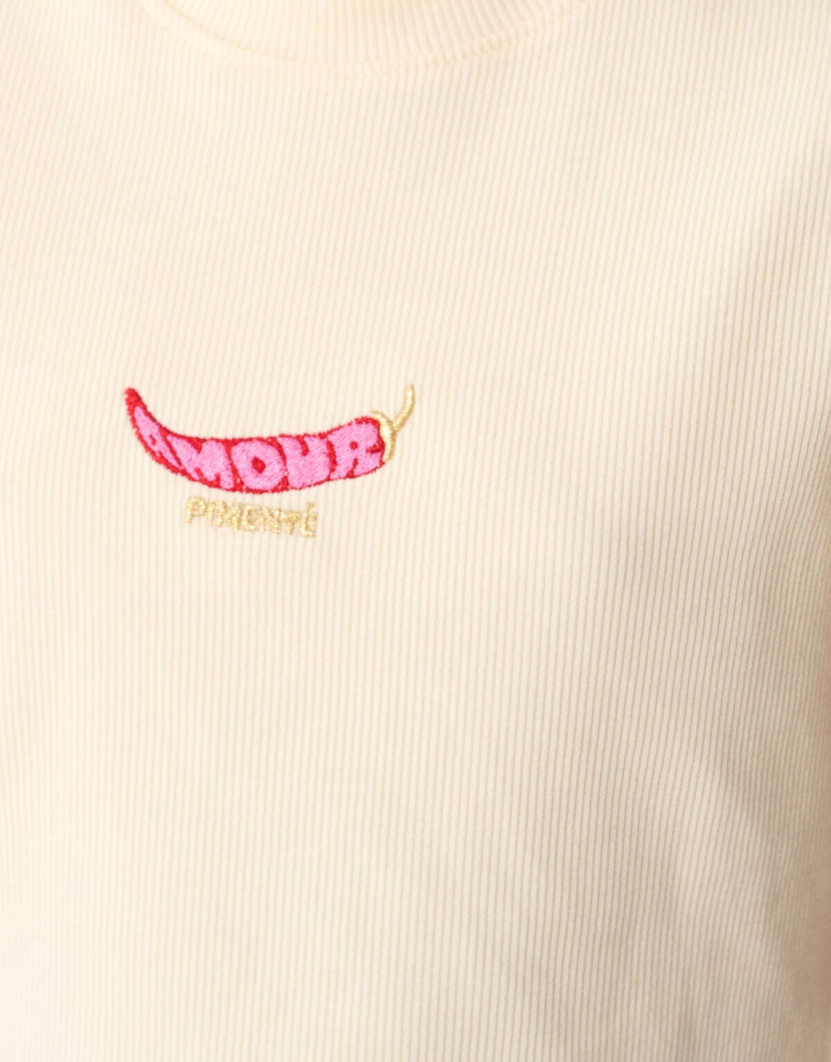 Rib Pepper Crop Top Gebroken Wit SHOEBY GIRLS