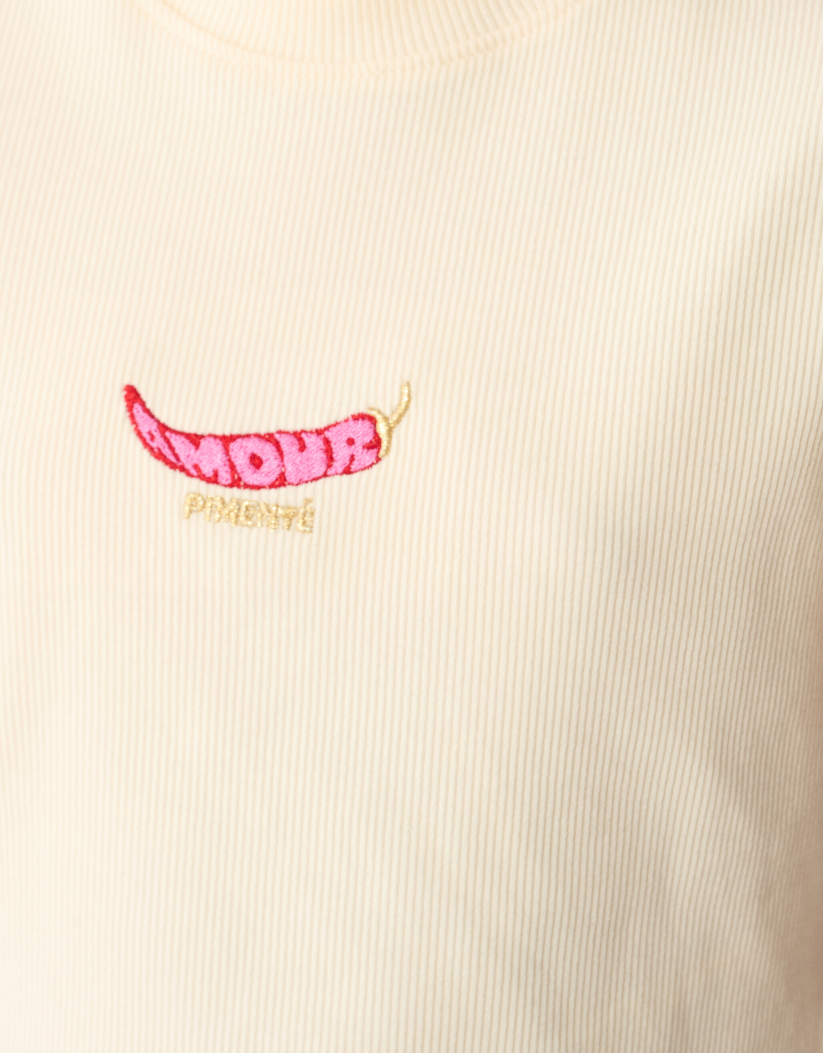 Rib Pepper Crop Top Gebroken Wit SHOEBY GIRLS