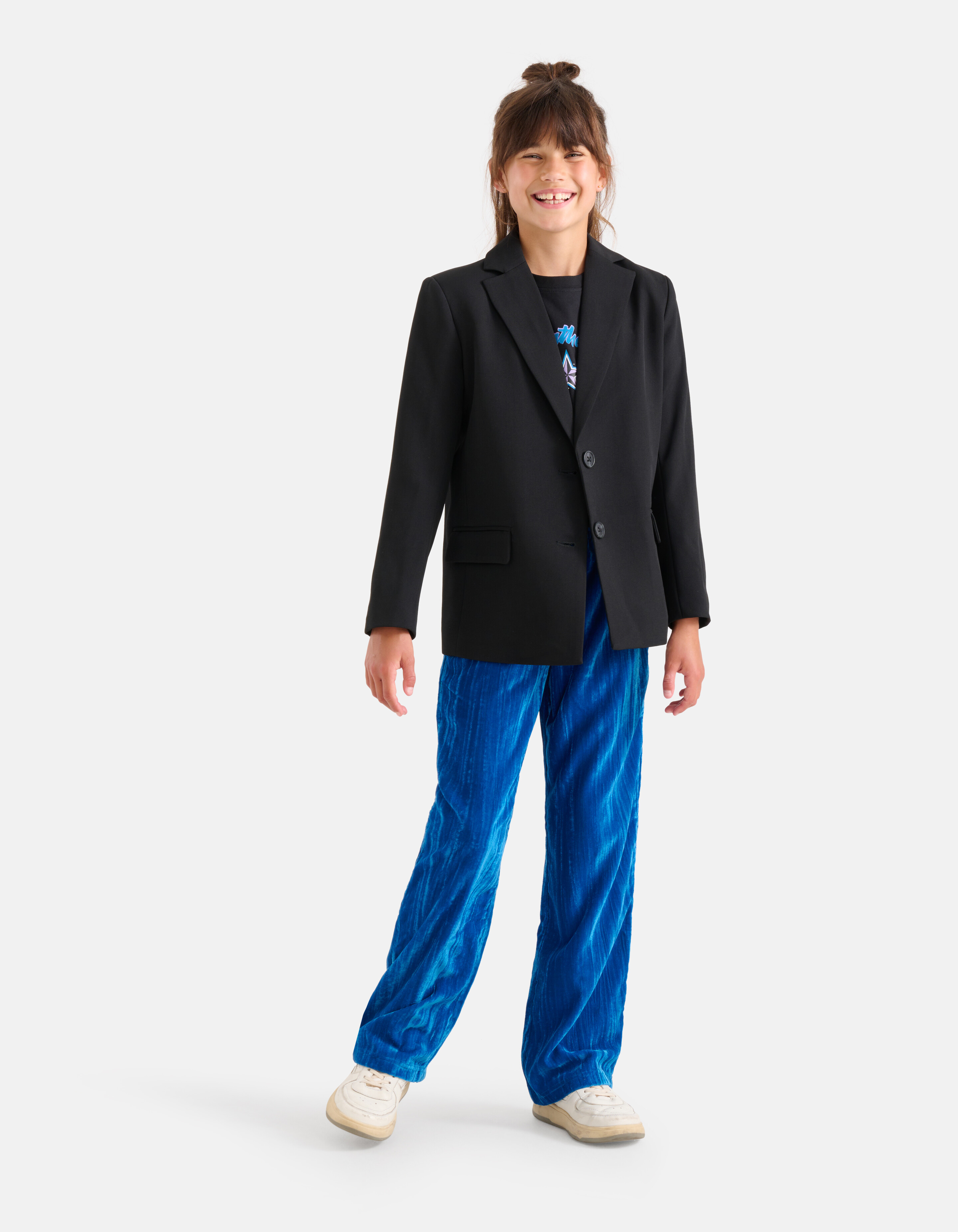 Velvet Wide Leg Broek Blauw SHOEBY GIRLS