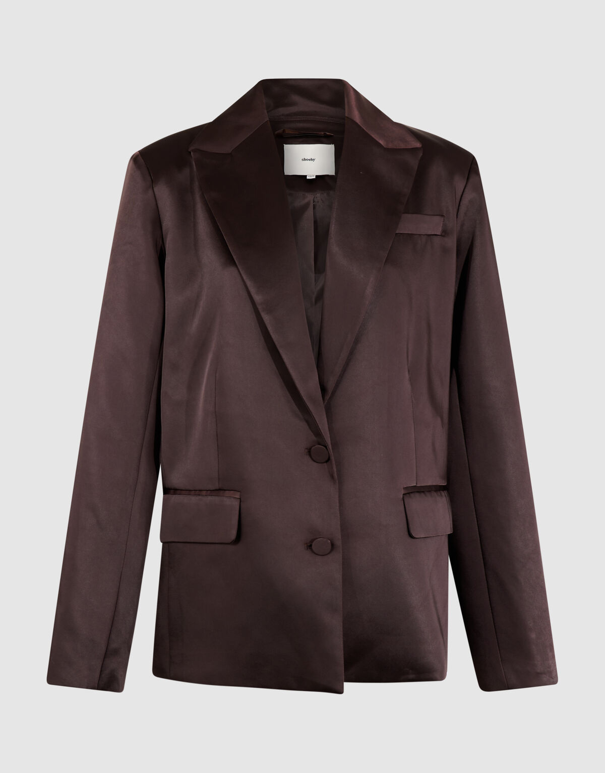 Oversized Satijnen Blazer Donkerbruin SHOEBY WOMEN