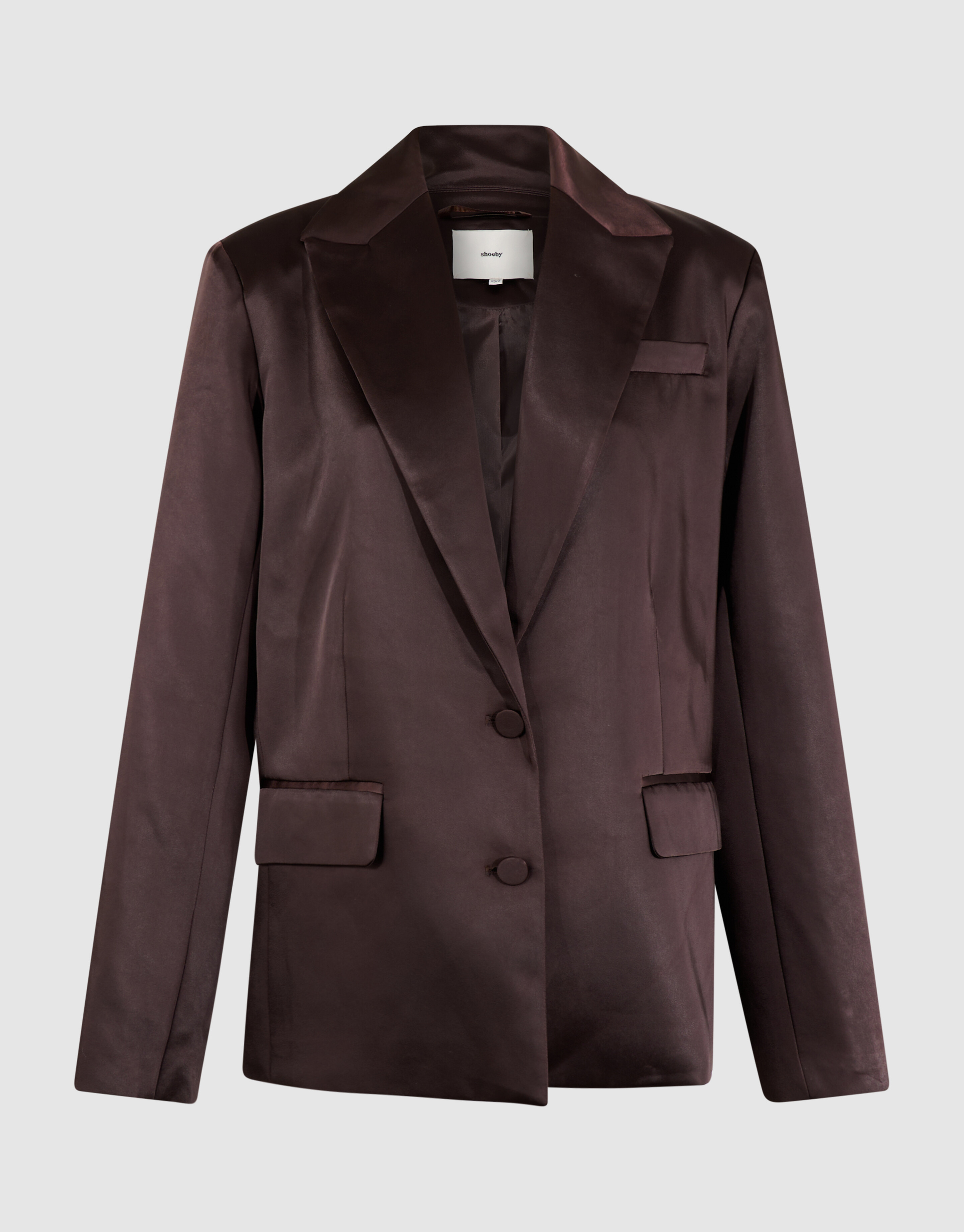 Oversized Satijnen Blazer Donkerbruin SHOEBY WOMEN