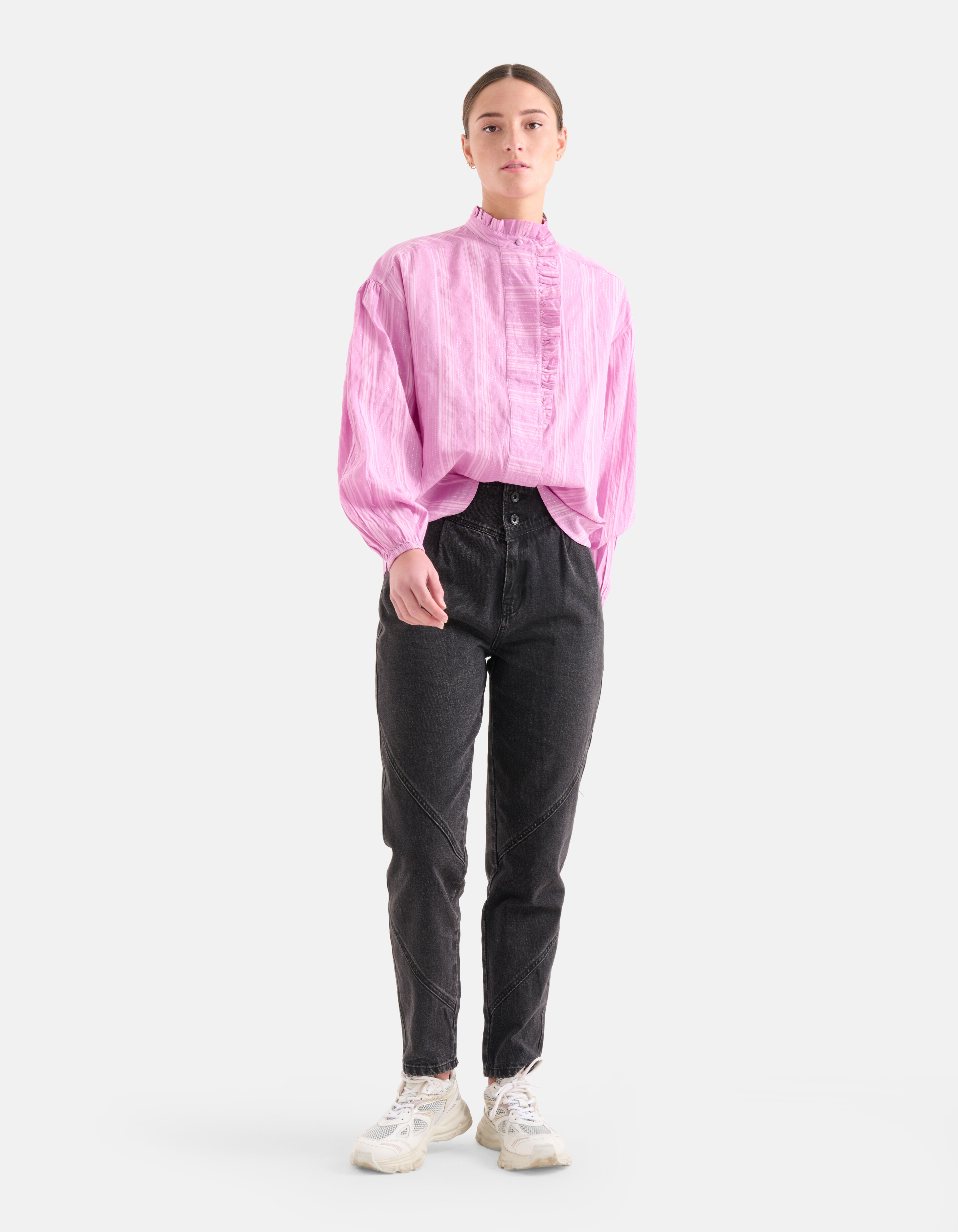 Gestreepte Lurex Blouse Roze SHOEBY WOMEN