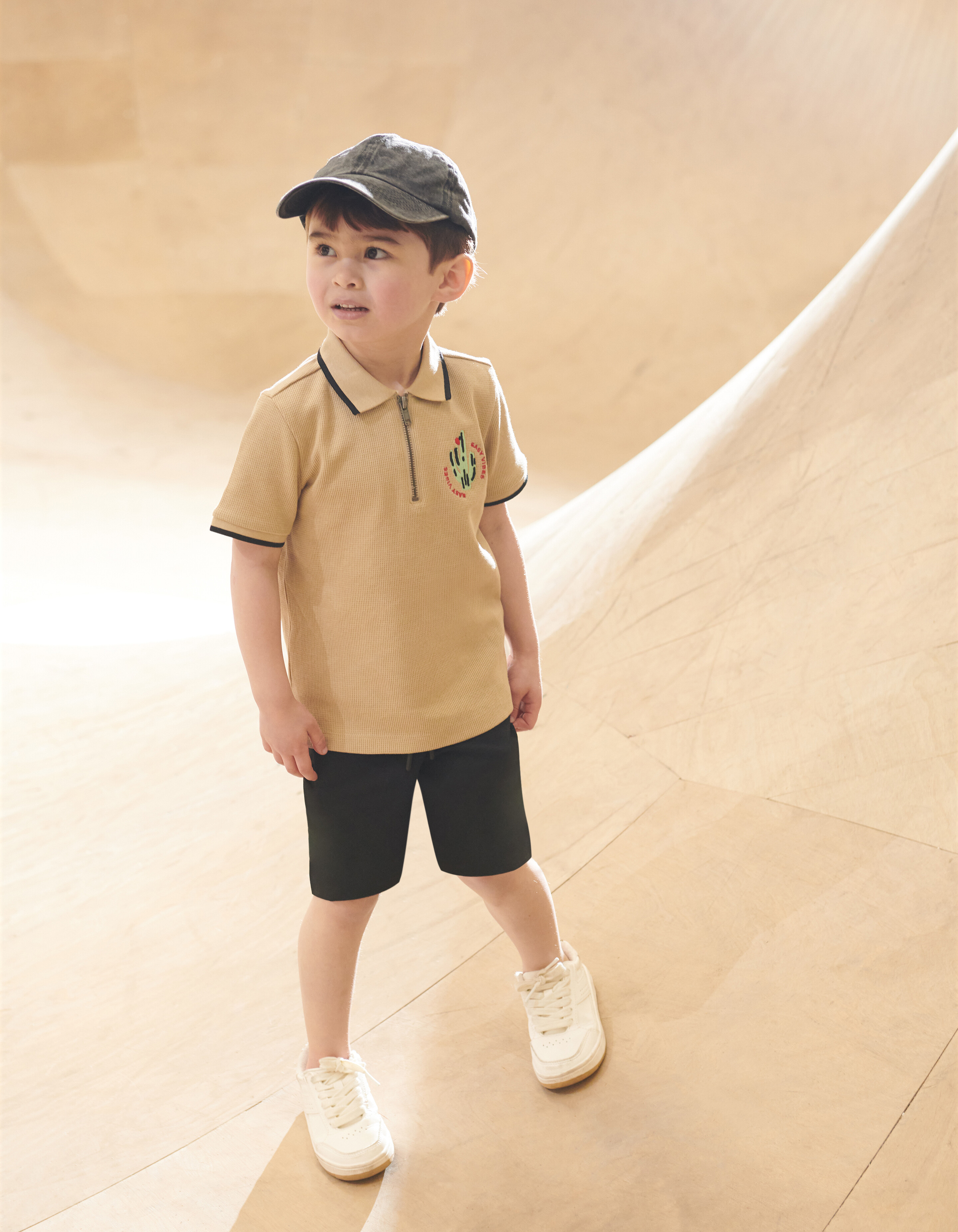 Structuur Zipper Polo Beige SHOEBY BOYS