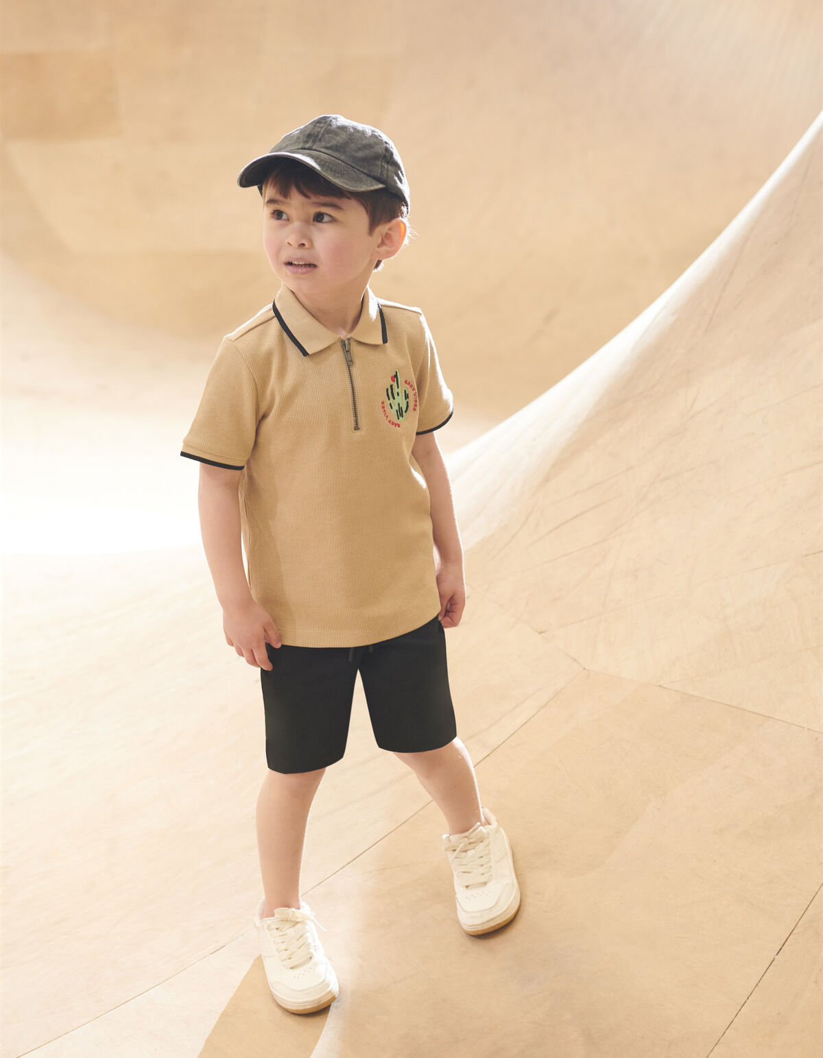 Structuur Zipper Polo Beige SHOEBY BOYS