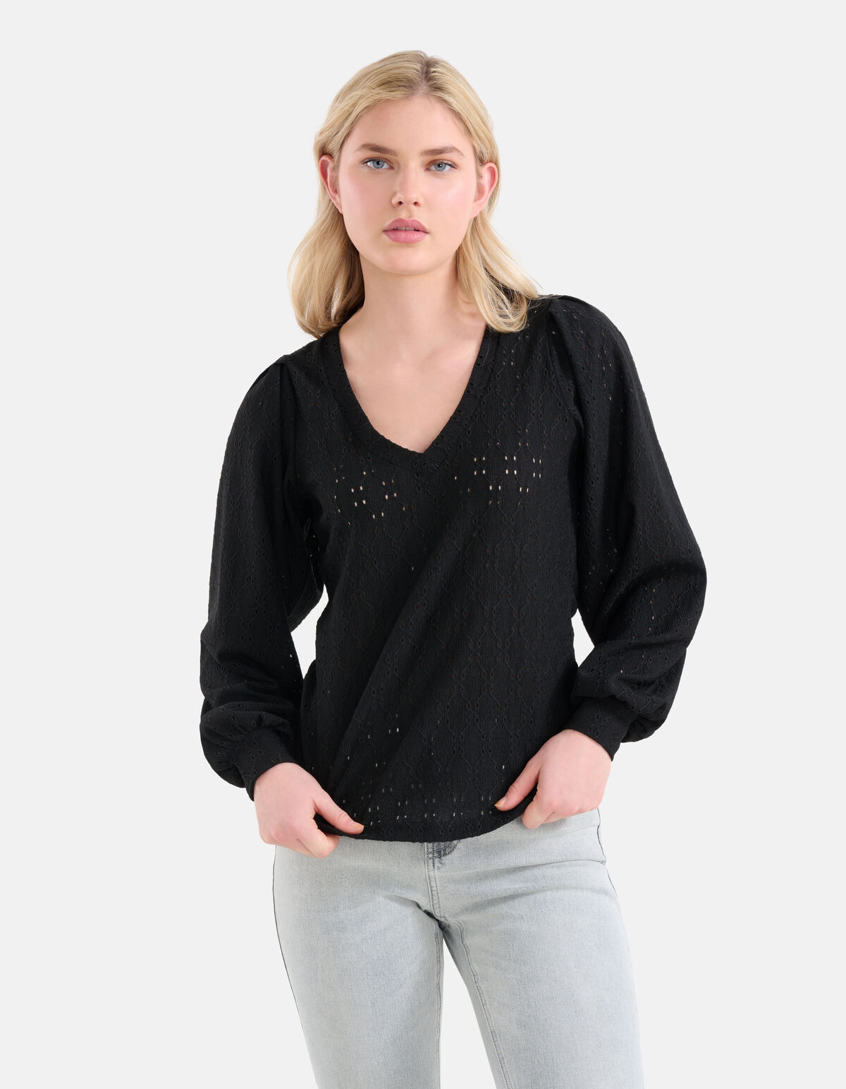 Embroidery Longsleeve Zwart SHOEBY WOMEN