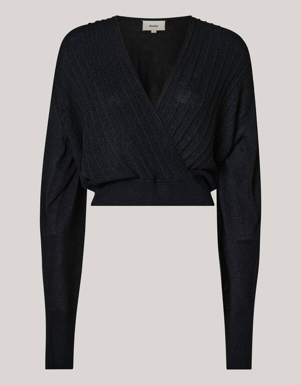 Glitter Overslag Trui Zwart SHOEBY WOMEN