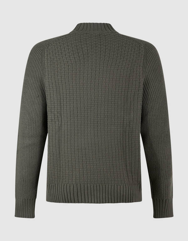 Structuur Knit Sweater Donkergroen SHOEBY MEN