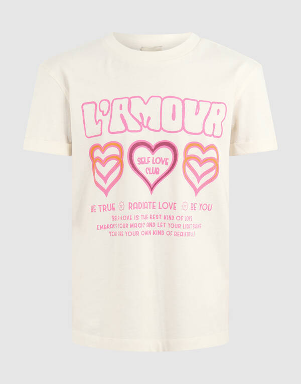 L'amour Artwork T-shirt Gebroken Wit SHOEBY GIRLS