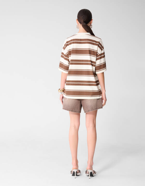 Stripe Artwork T-shirt Bruin SHOEBY WOMEN