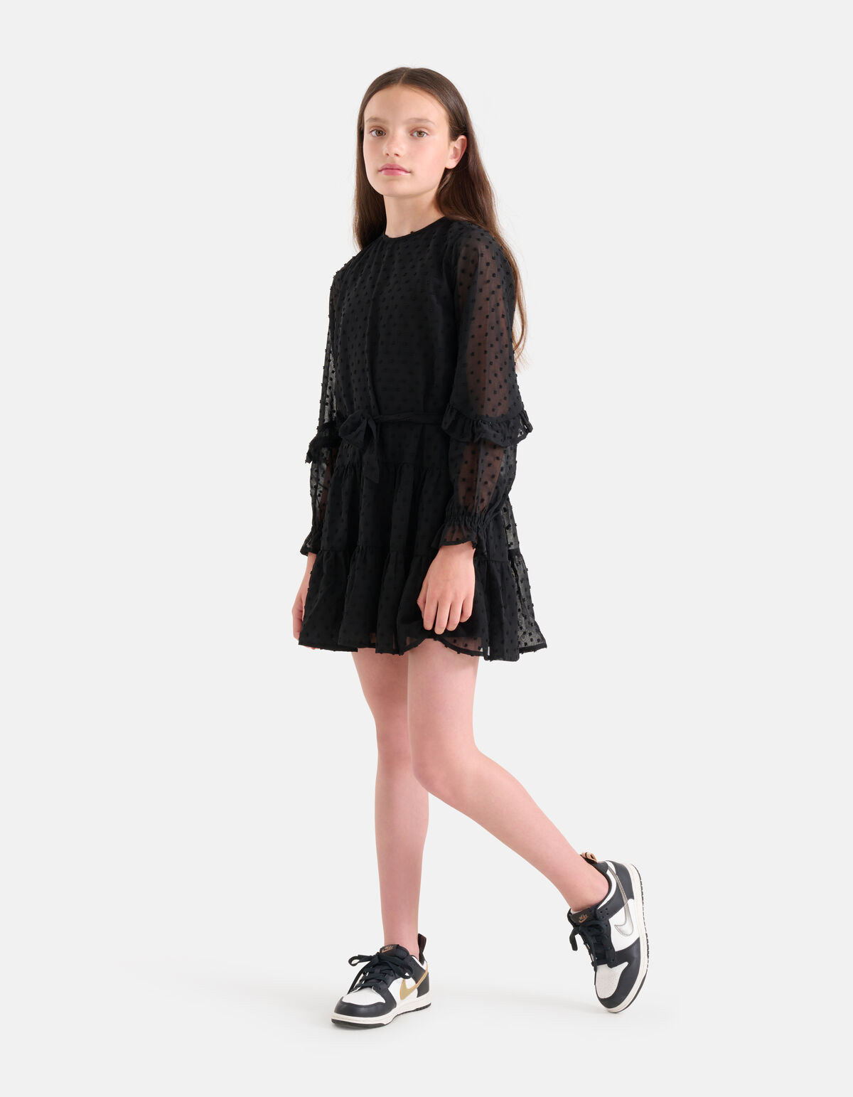 Chiffon Dot Jurk Zwart SHOEBY GIRLS