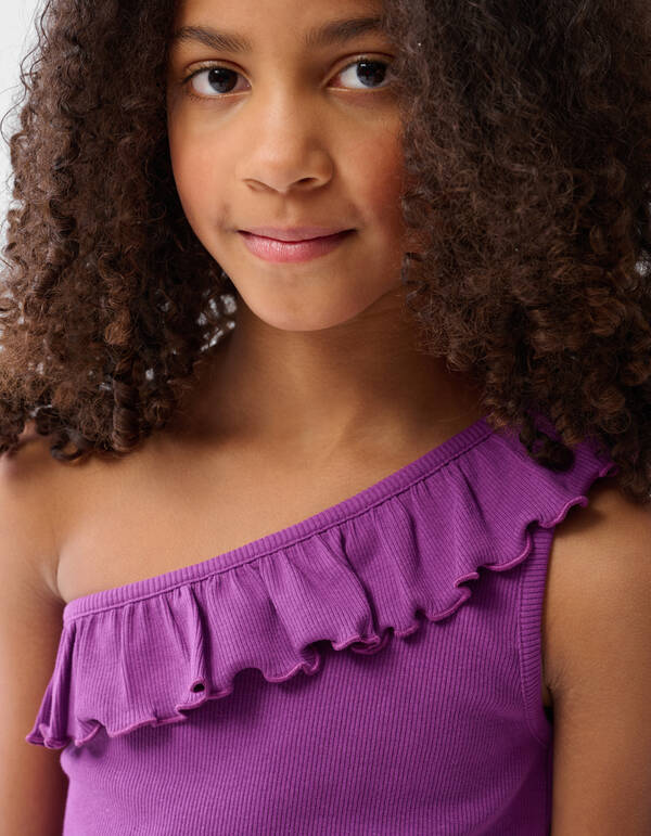 One Shoulder Ruffle Top Paars SHOEBY GIRLS