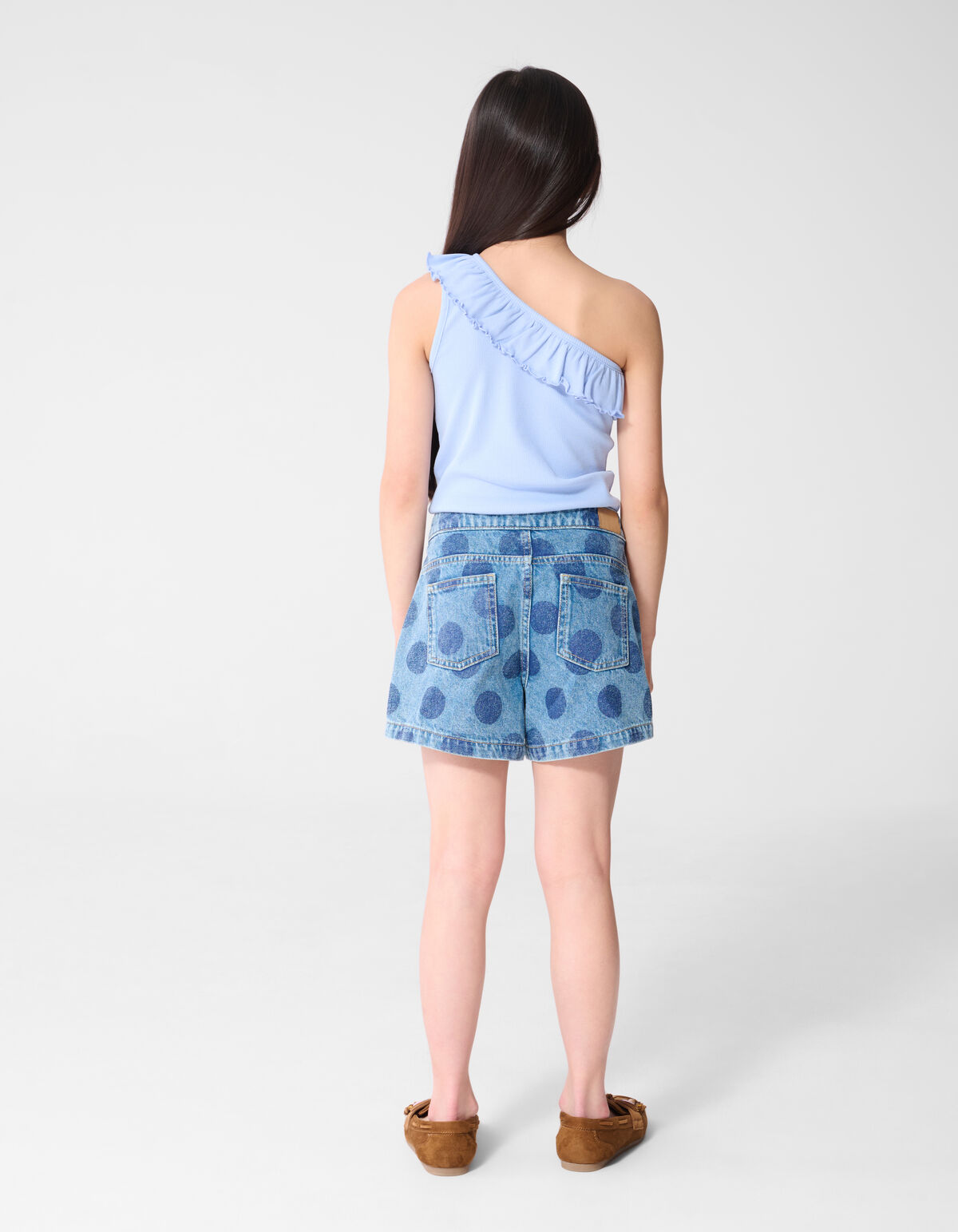 One Shoulder Rib Top Blauw SHOEBY GIRLS