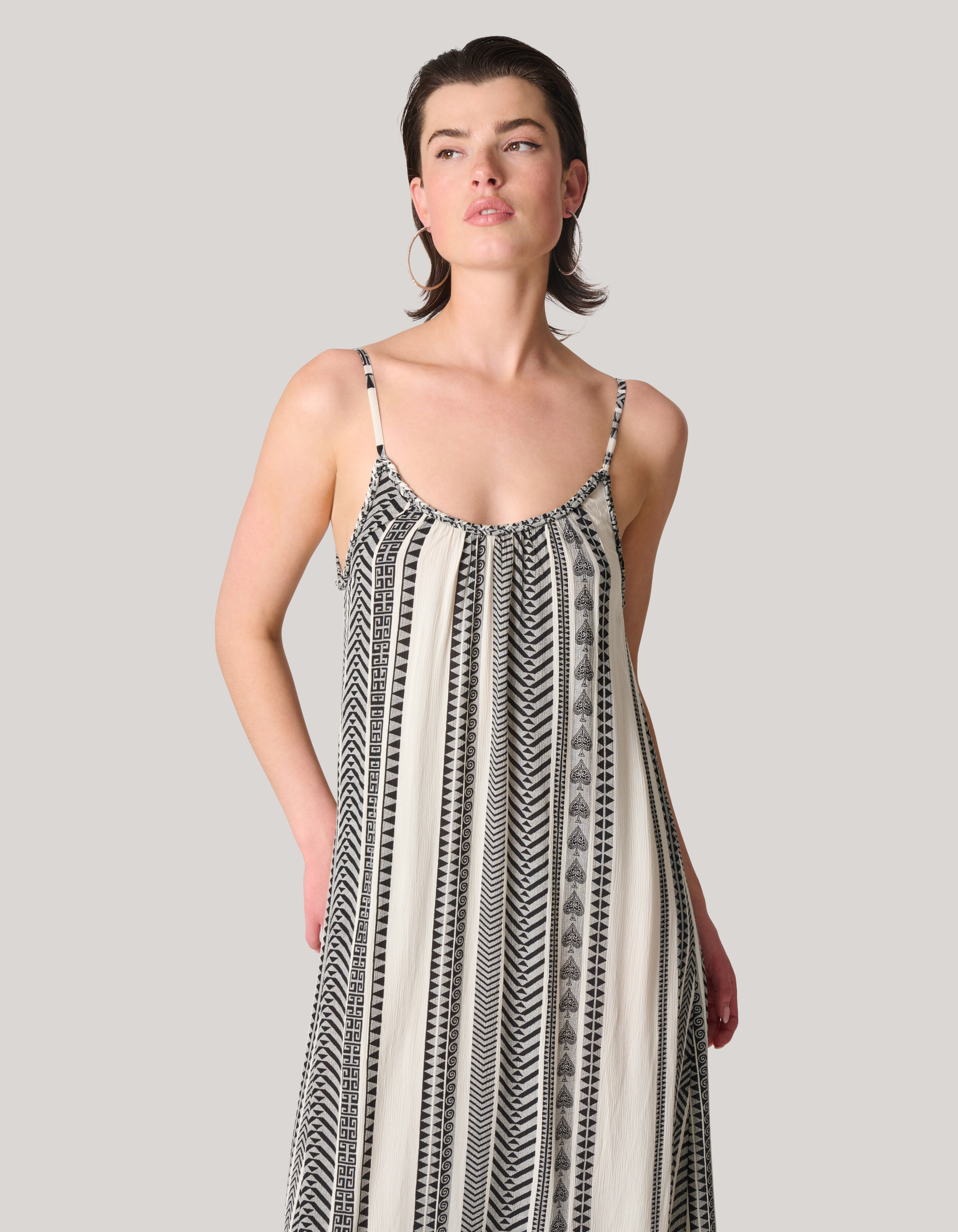 Printed Maxi Jurk Gebroken Wit/Zwart SHOEBY WOMEN