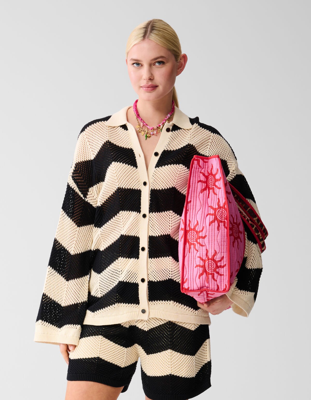 Multi Crochet Blouse Zwart/Wit SHOEBY WOMEN