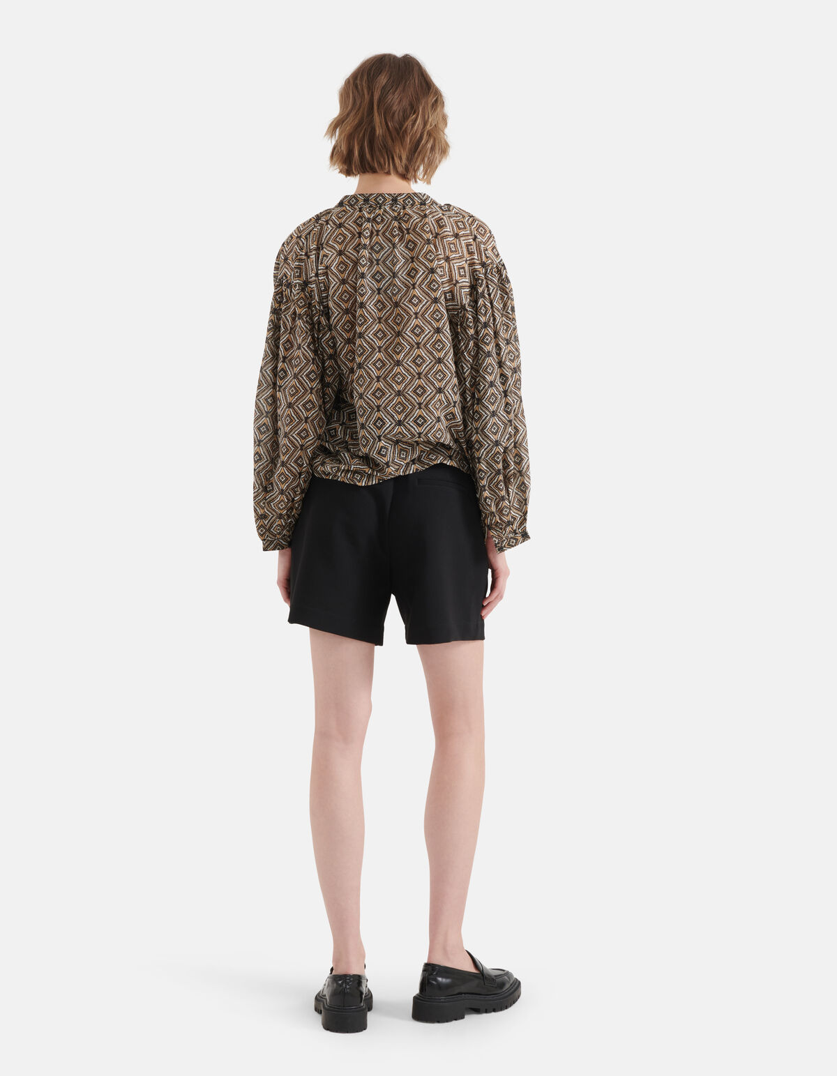 Printed Voile Blouse Bruin SHOEBY WOMEN