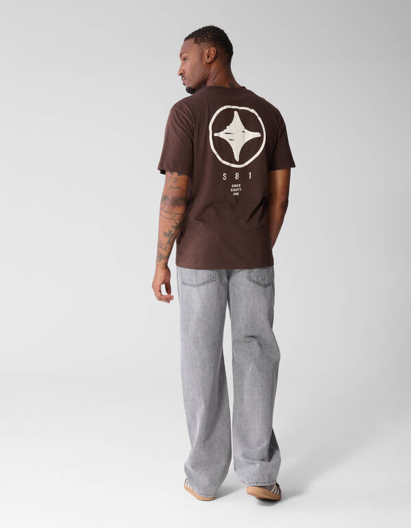 Scratched Artwork T-shirt Donkerbruin SHOEBY MEN