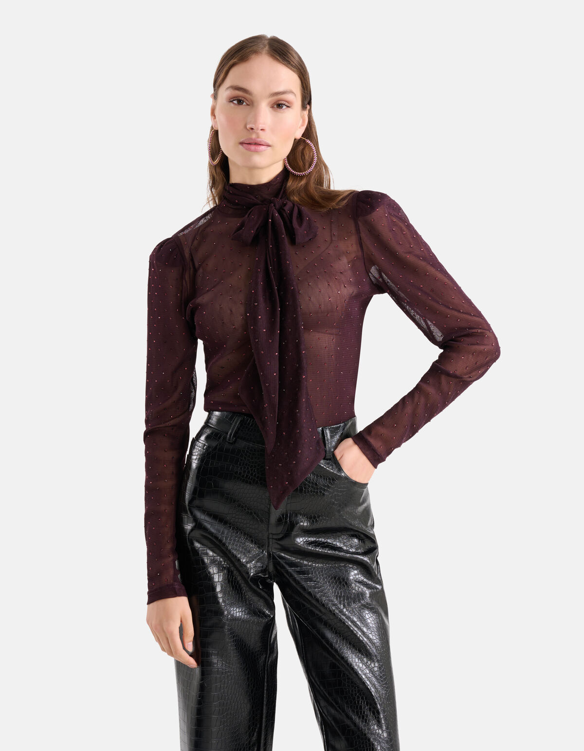Strass Mesh Top Bordeaux SHOEBY WOMEN