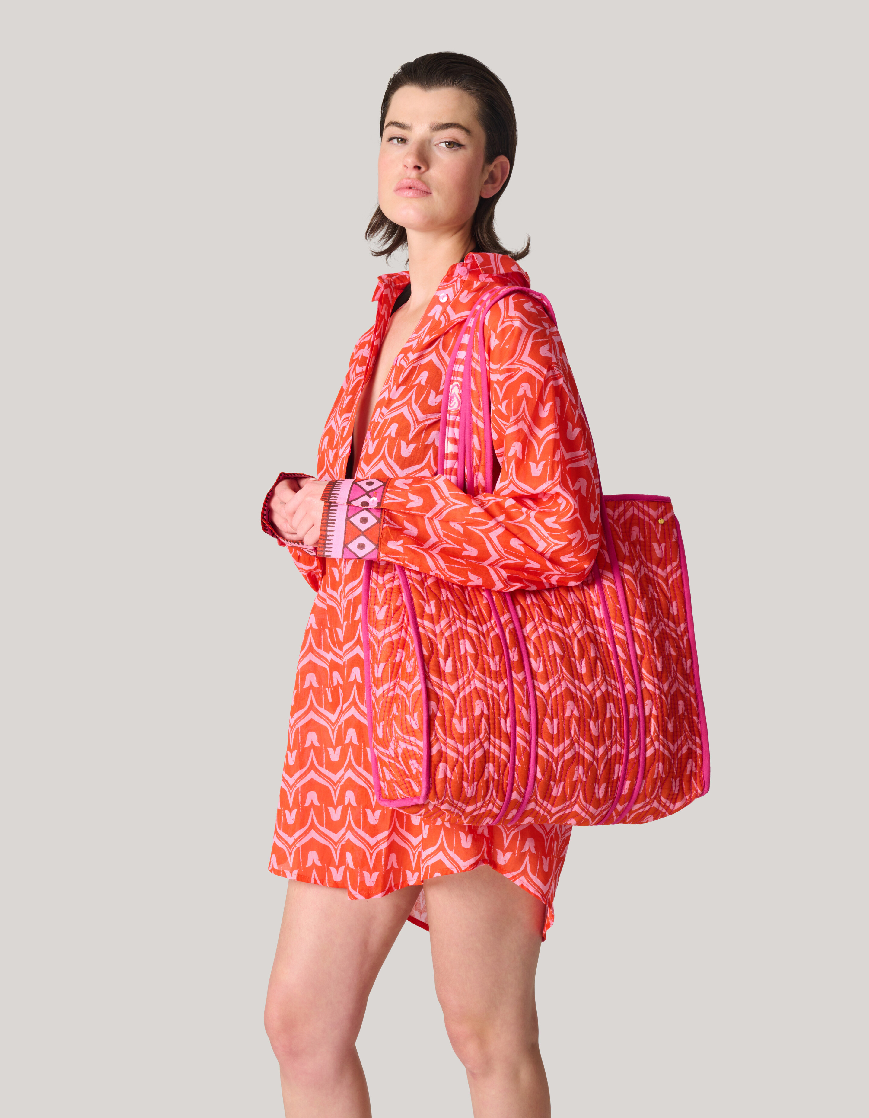 Reversible Printed Shopper Oranje SHOEBY ACCESSOIRES