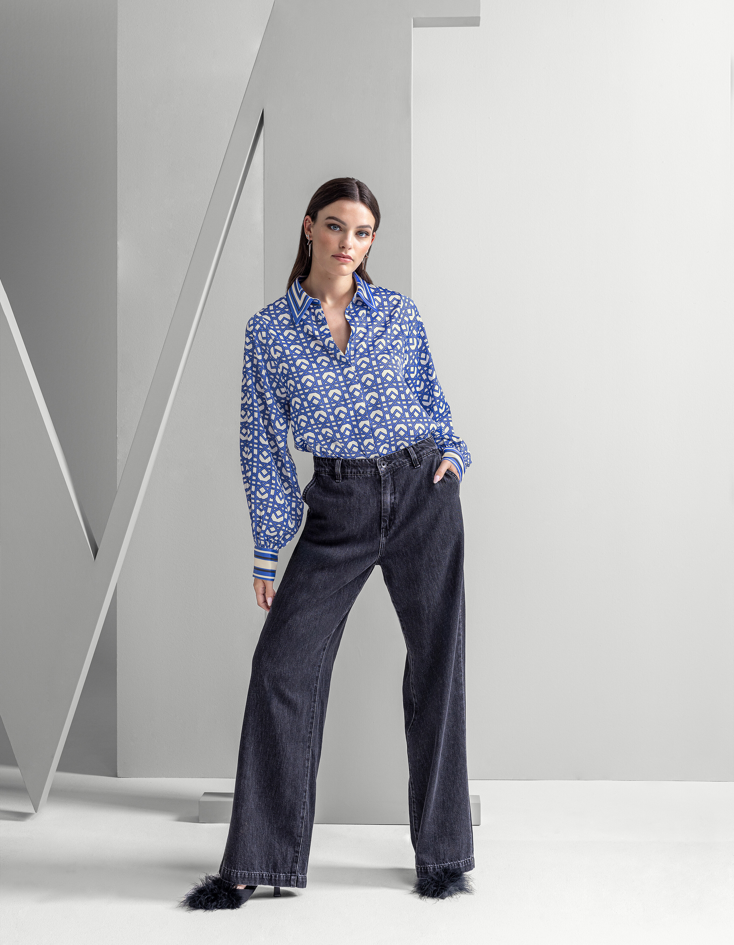 Strass Wide Leg Jeans Donkergrijs L32 By Mieke SHOEBY WOMEN