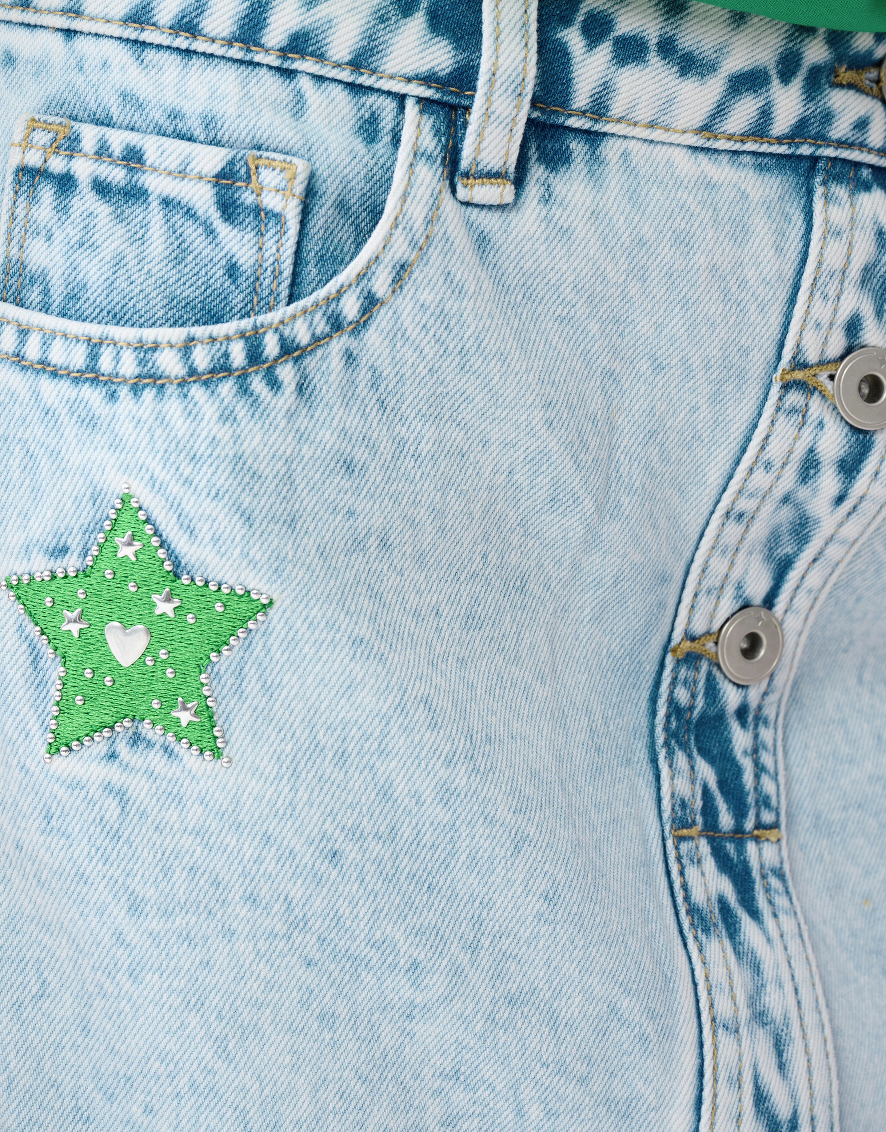 Embroidery Denim Rok Blauw SHOEBY GIRLS