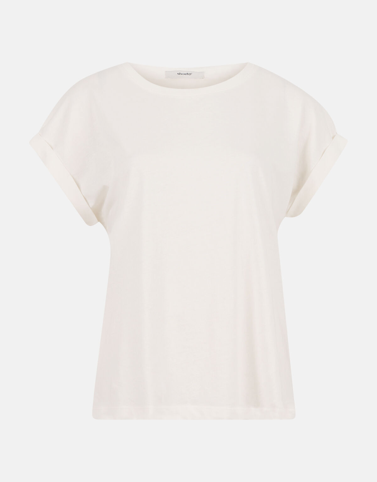 Basis Turn Up Sleeve T-shirt Gebroken Wit SHOEBY WOMEN