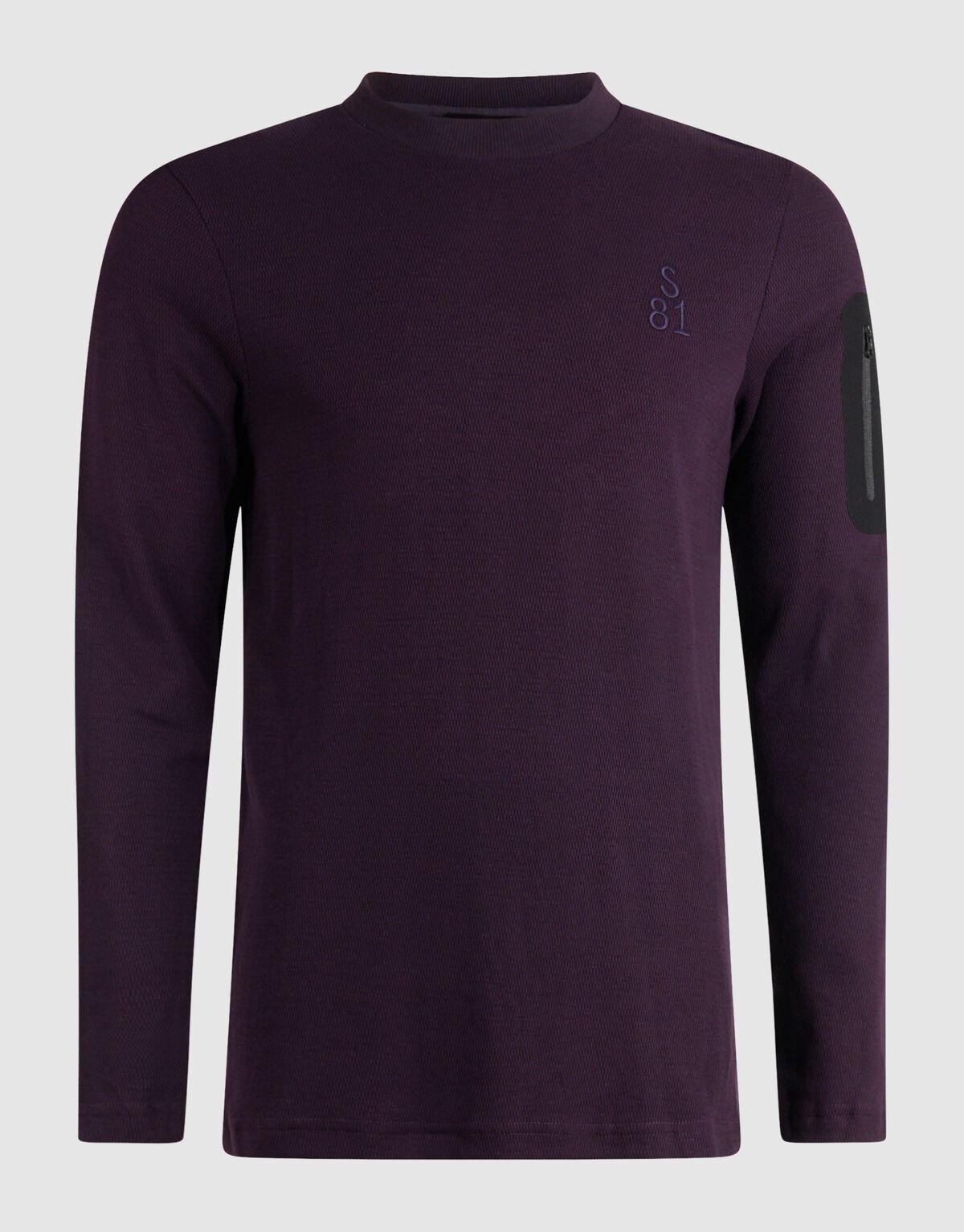 Pocket Longsleeve T-shirt Donkerrood SHOEBY MEN