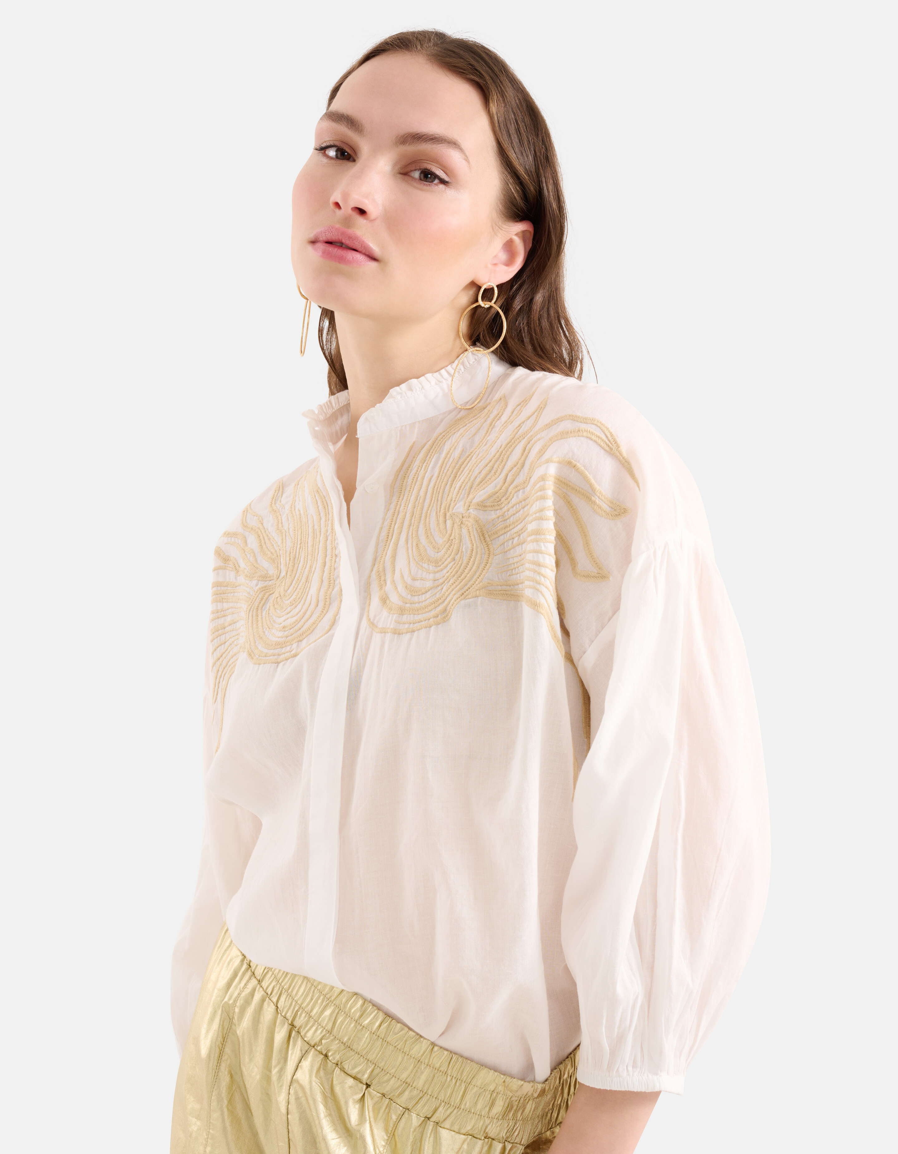 Embroidery Blouse Wit SHOEBY WOMEN