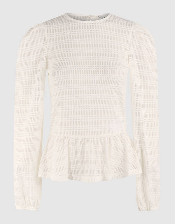 Mesh Structuur Blouse Gebroken Wit SHOEBY WOMEN