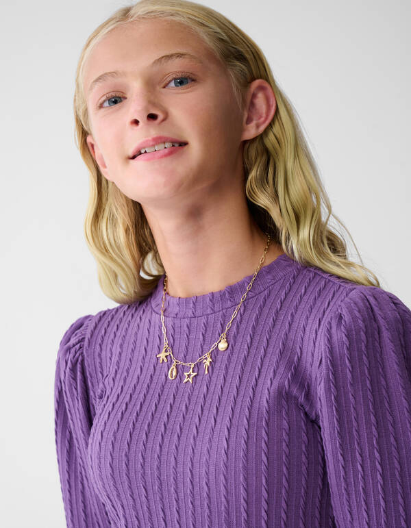 Peplum Kabel Top Paars SHOEBY GIRLS