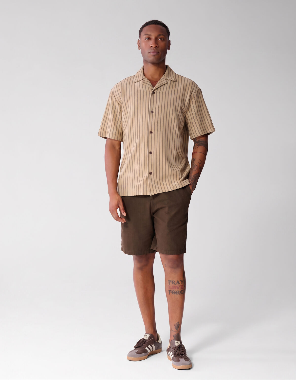 Pinstripe Rib Overhemd Zand SHOEBY MEN