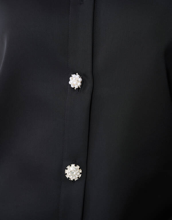 Oversized Satijnen Blouse Zwart By Monica SHOEBY WOMEN