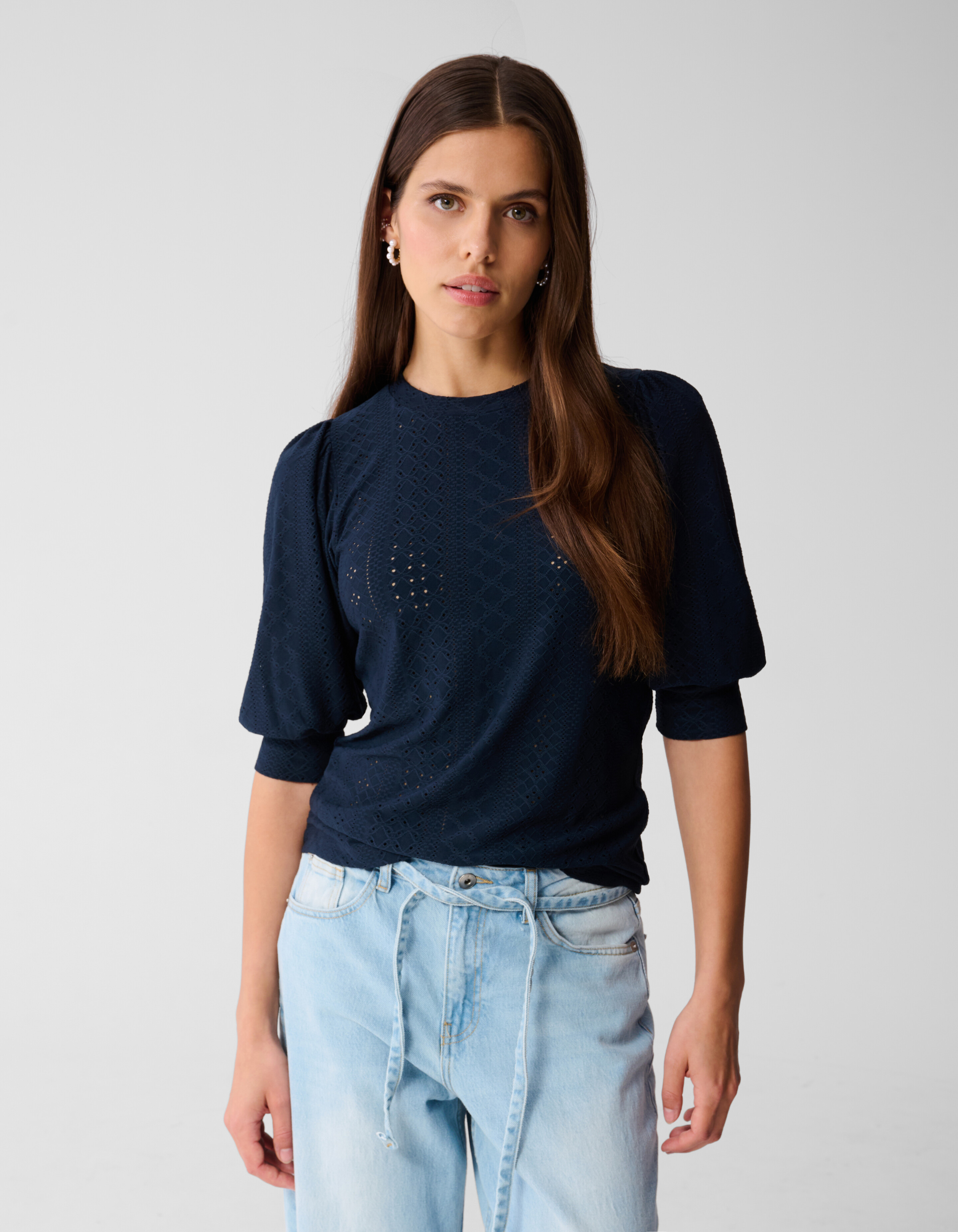 Embroidery Top Donkerblauw SHOEBY WOMEN