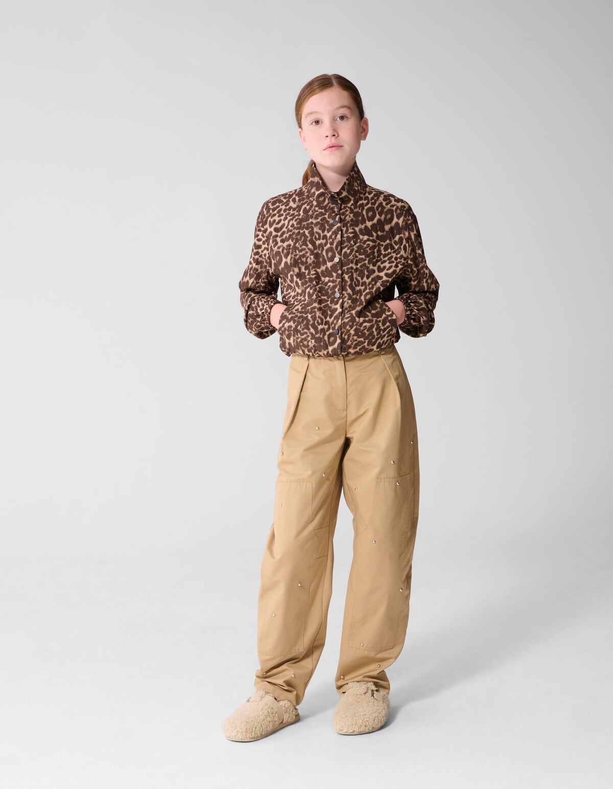 Leopard Funnel Neck Blouse Bruin SHOEBY GIRLS