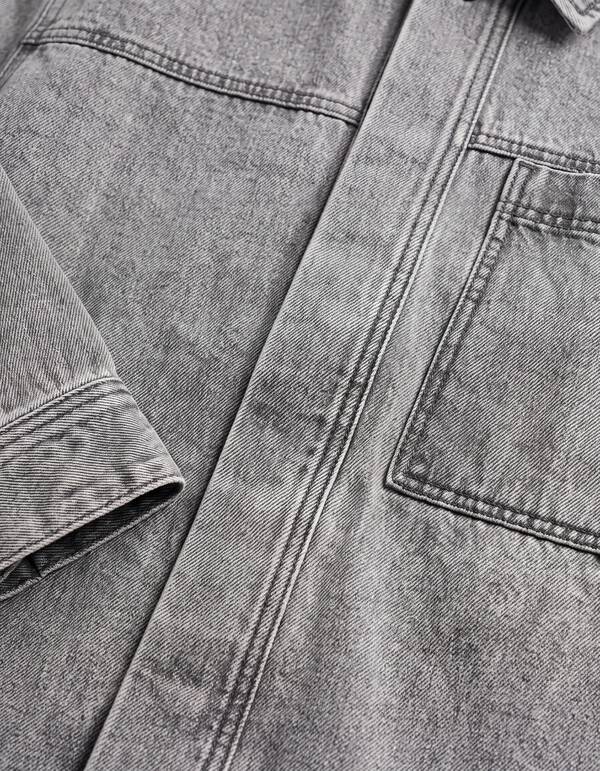 Relaxed Washed Denim Overshirt Grijs SHOEBY MEN