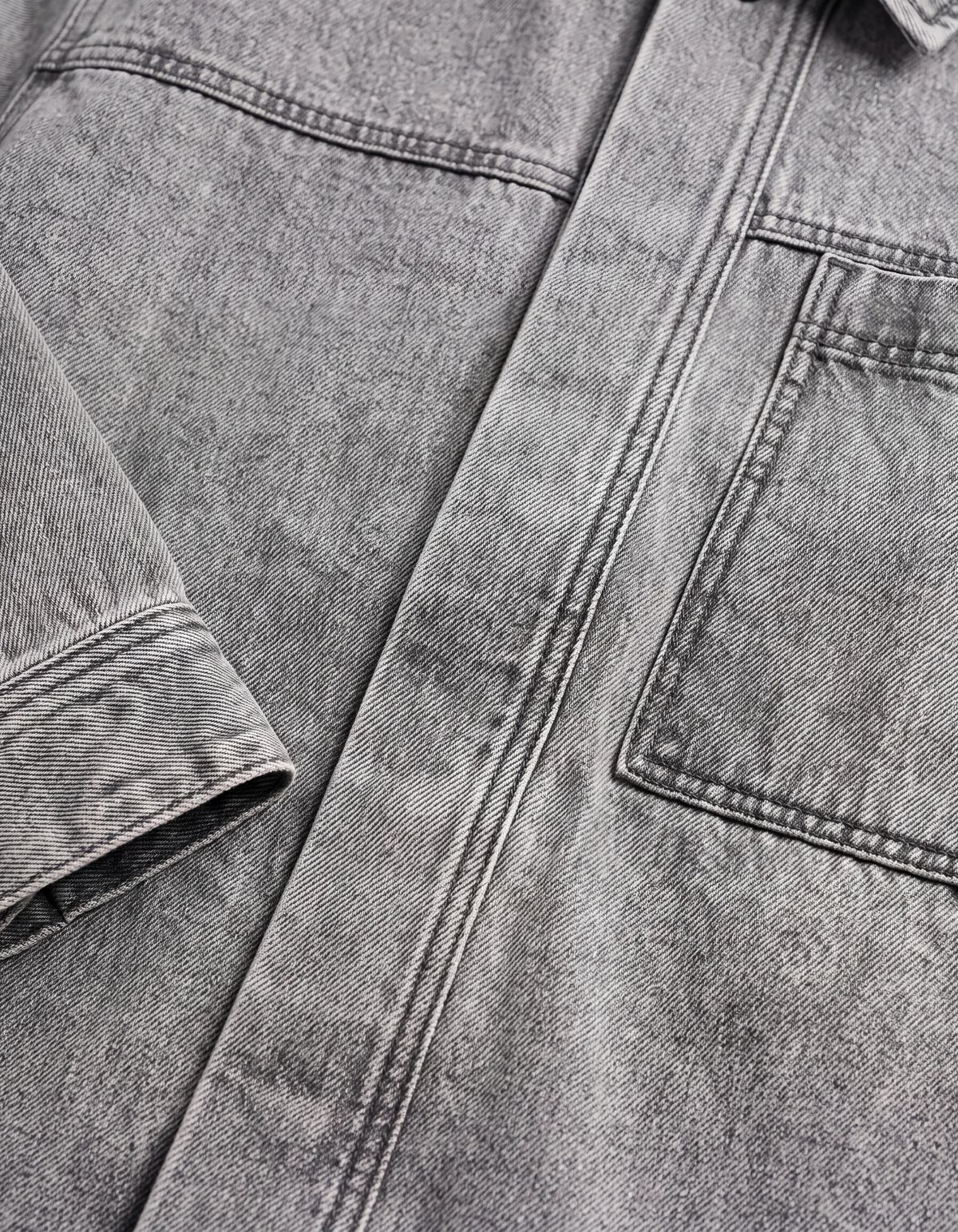 Relaxed Washed Denim Overshirt Grijs SHOEBY MEN