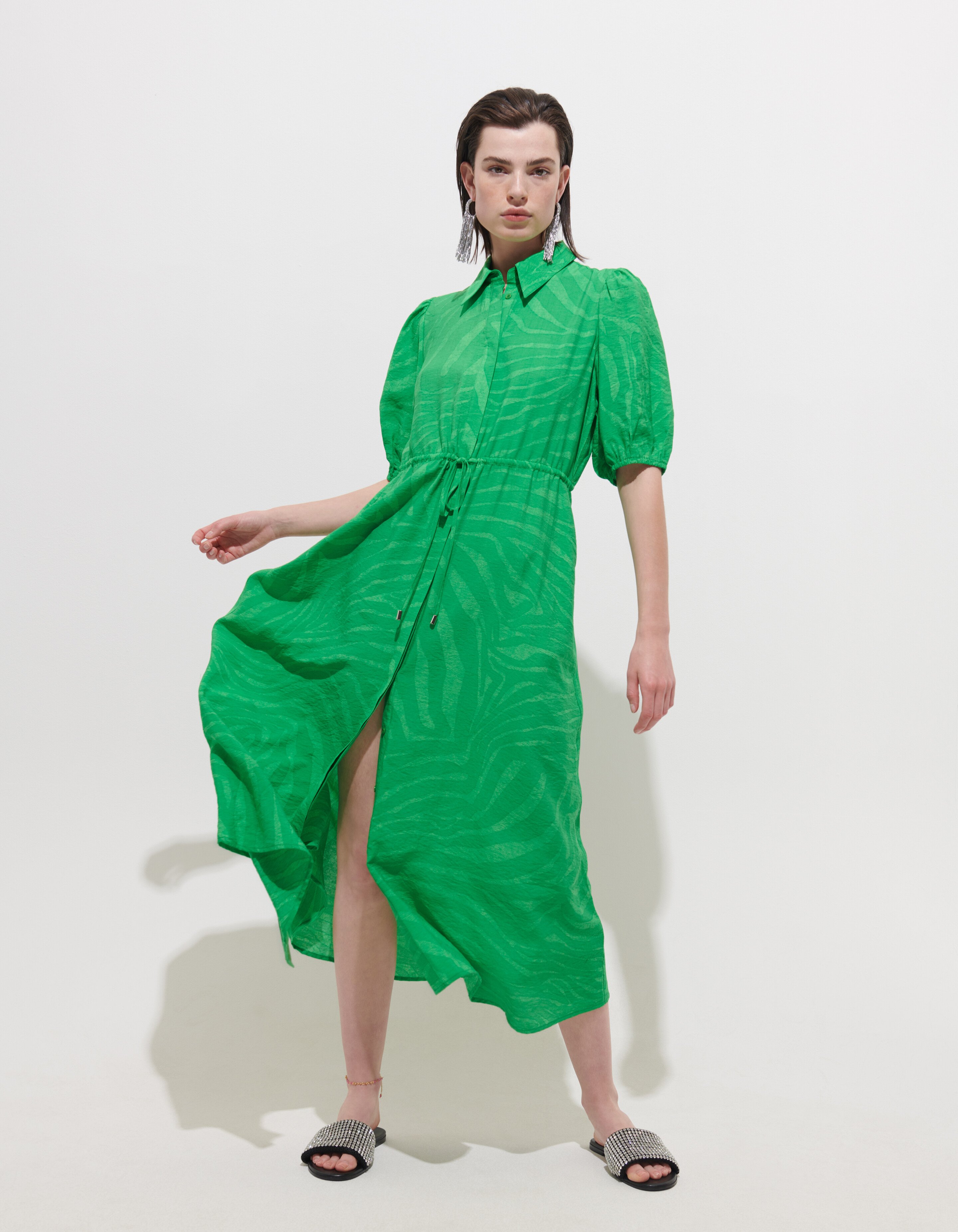 Zebra Print Maxi jurk Groen SHOEBY WOMEN