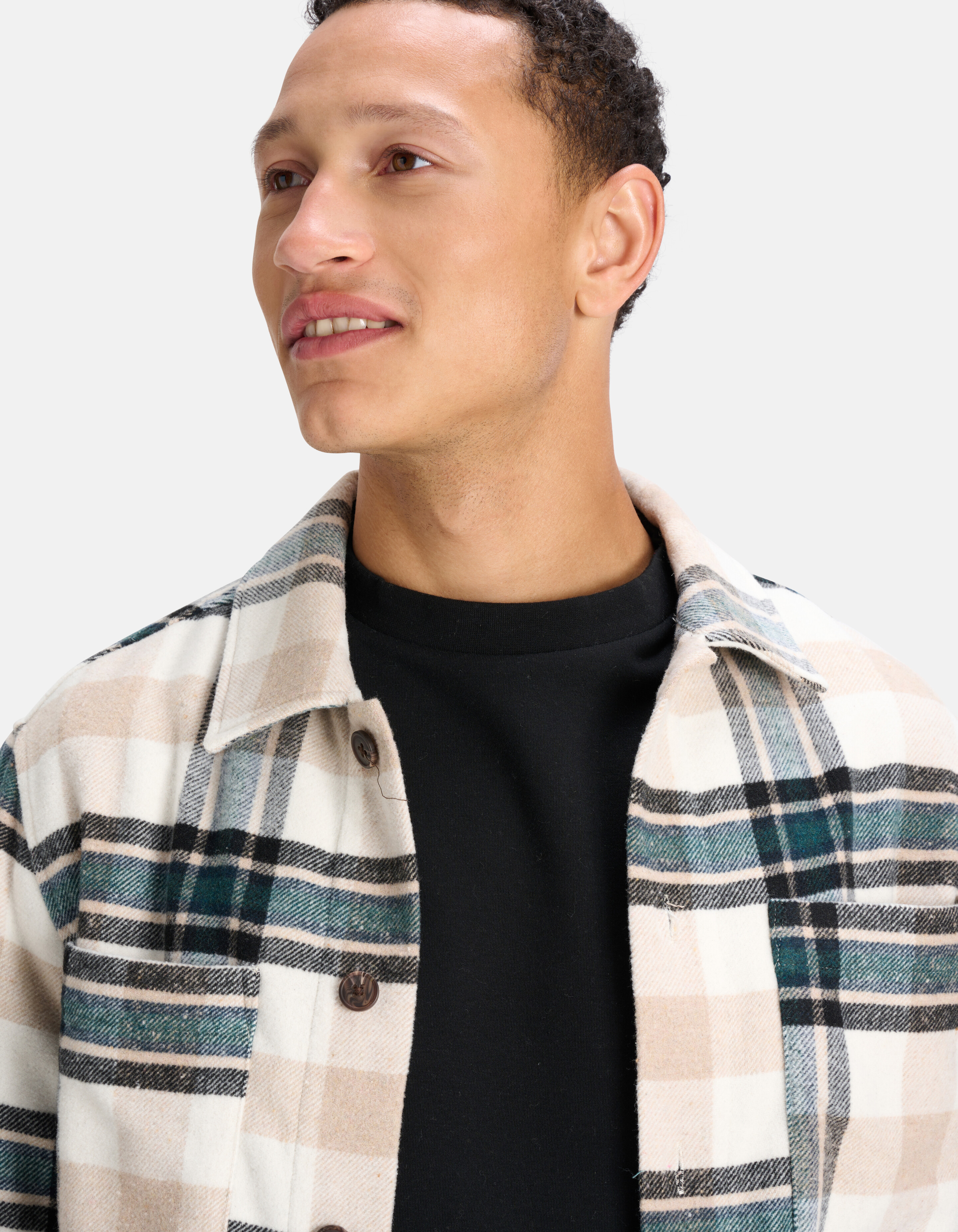 Geruit Overshirt Beige SHOEBY MEN