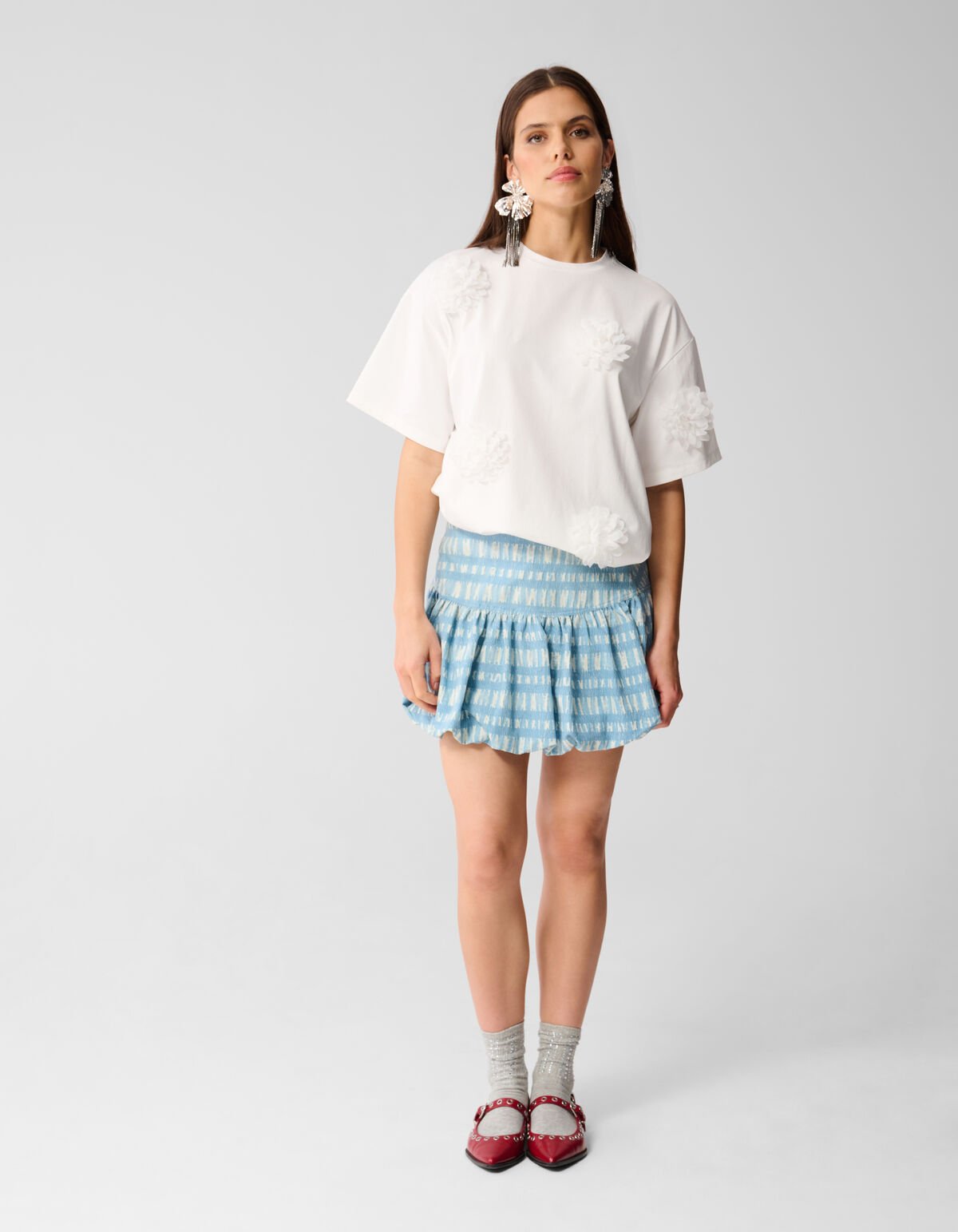 Oversized Flower T-shirt Wit By Lizzy SHOEBY WOMEN