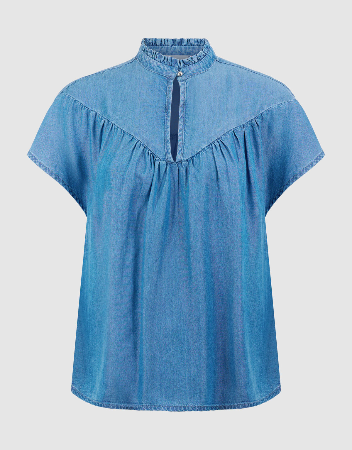 Stud Denim Ruffle Top Blauw SHOEBY WOMEN
