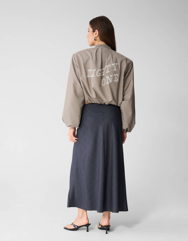 Ruiten Maxi Rok Donkergrijs SHOEBY WOMEN