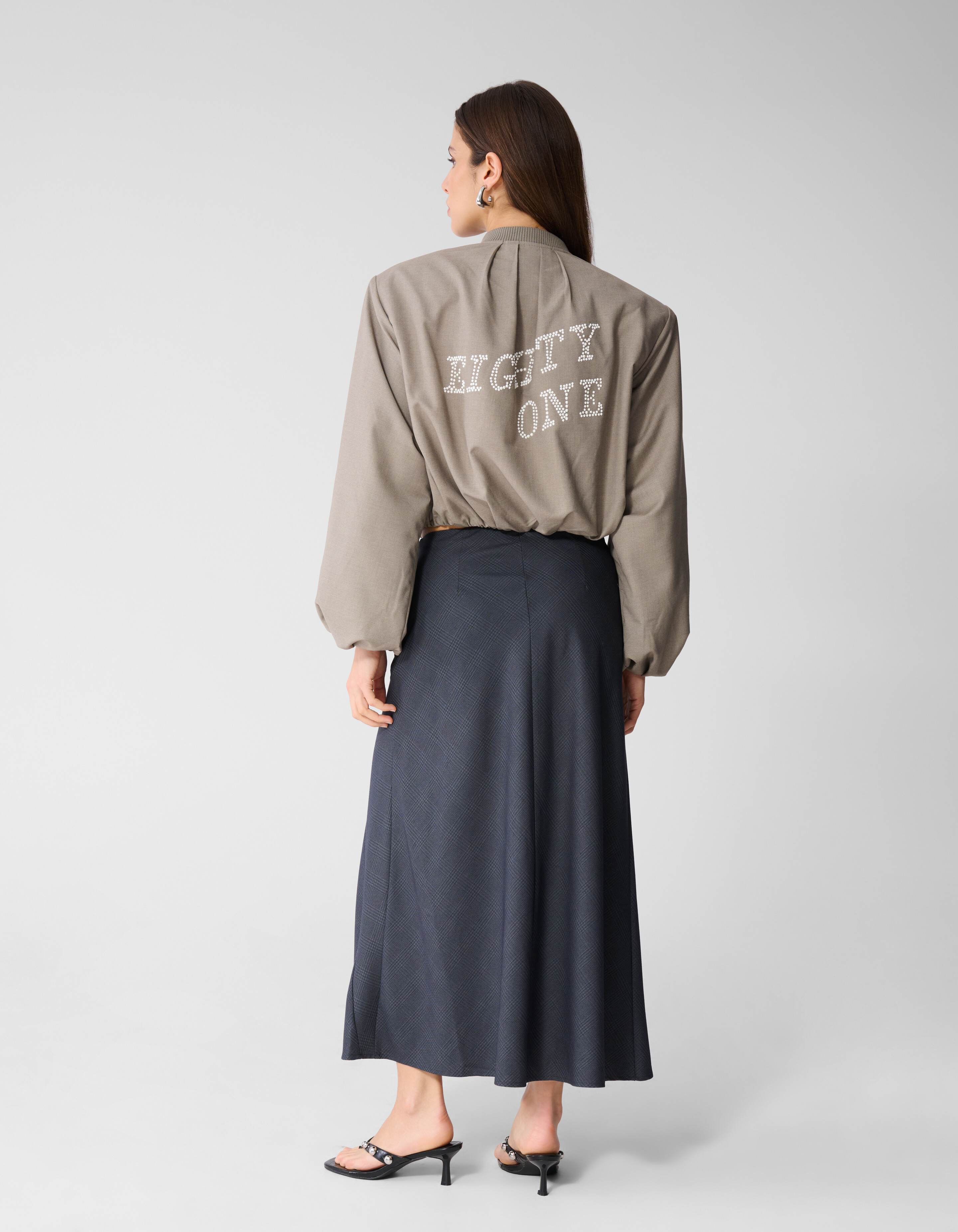 Ruiten Maxi Rok Donkergrijs SHOEBY WOMEN