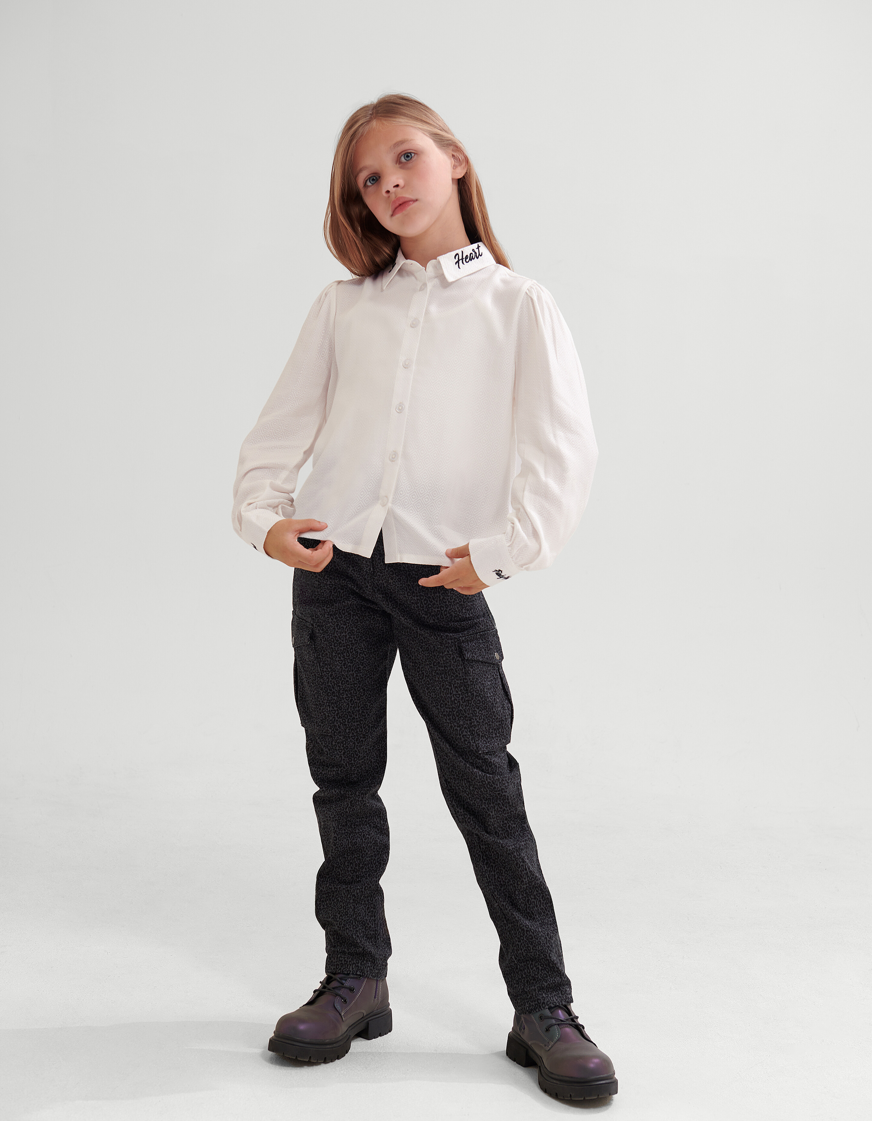 Embroidery Tekst Blouse Wit SHOEBY GIRLS
