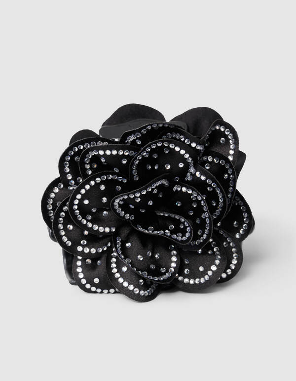 Strass Flower Haarclip Zwart SHOEBY ACCESSOIRES