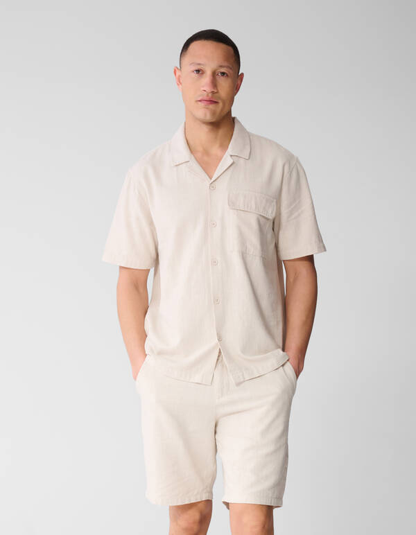 Structuur Overhemd Zand SHOEBY MEN