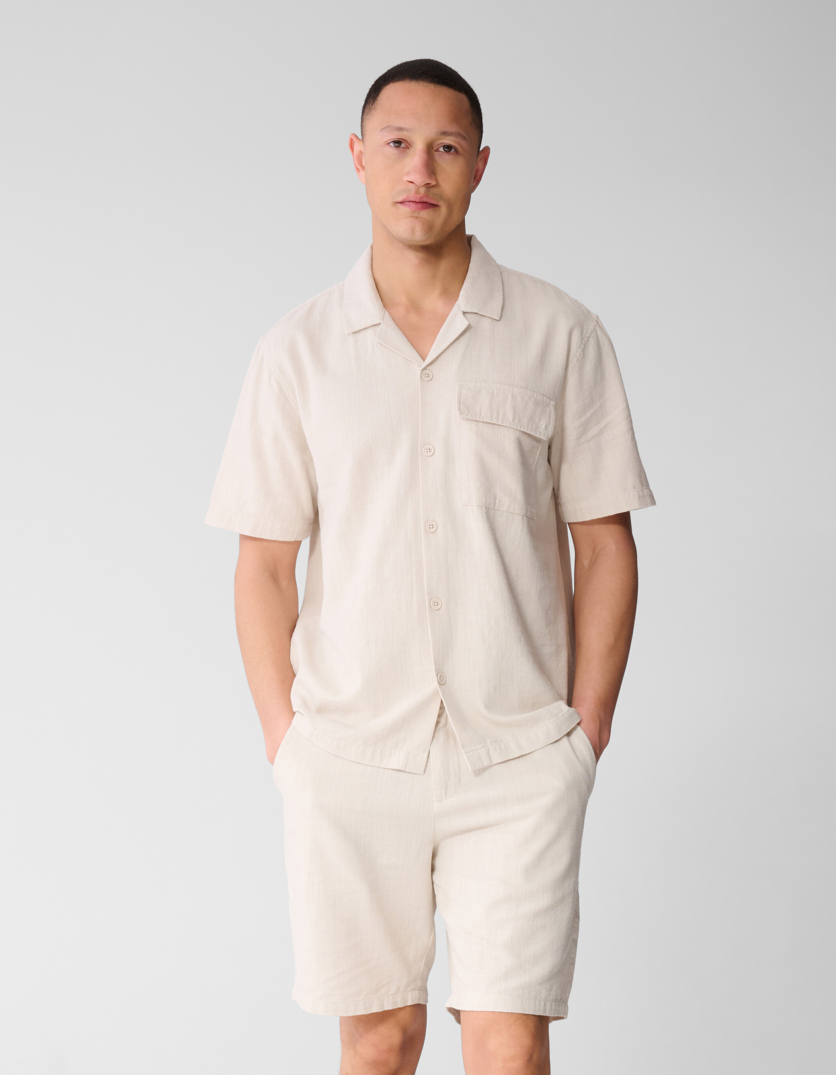 Structuur Overhemd Zand SHOEBY MEN