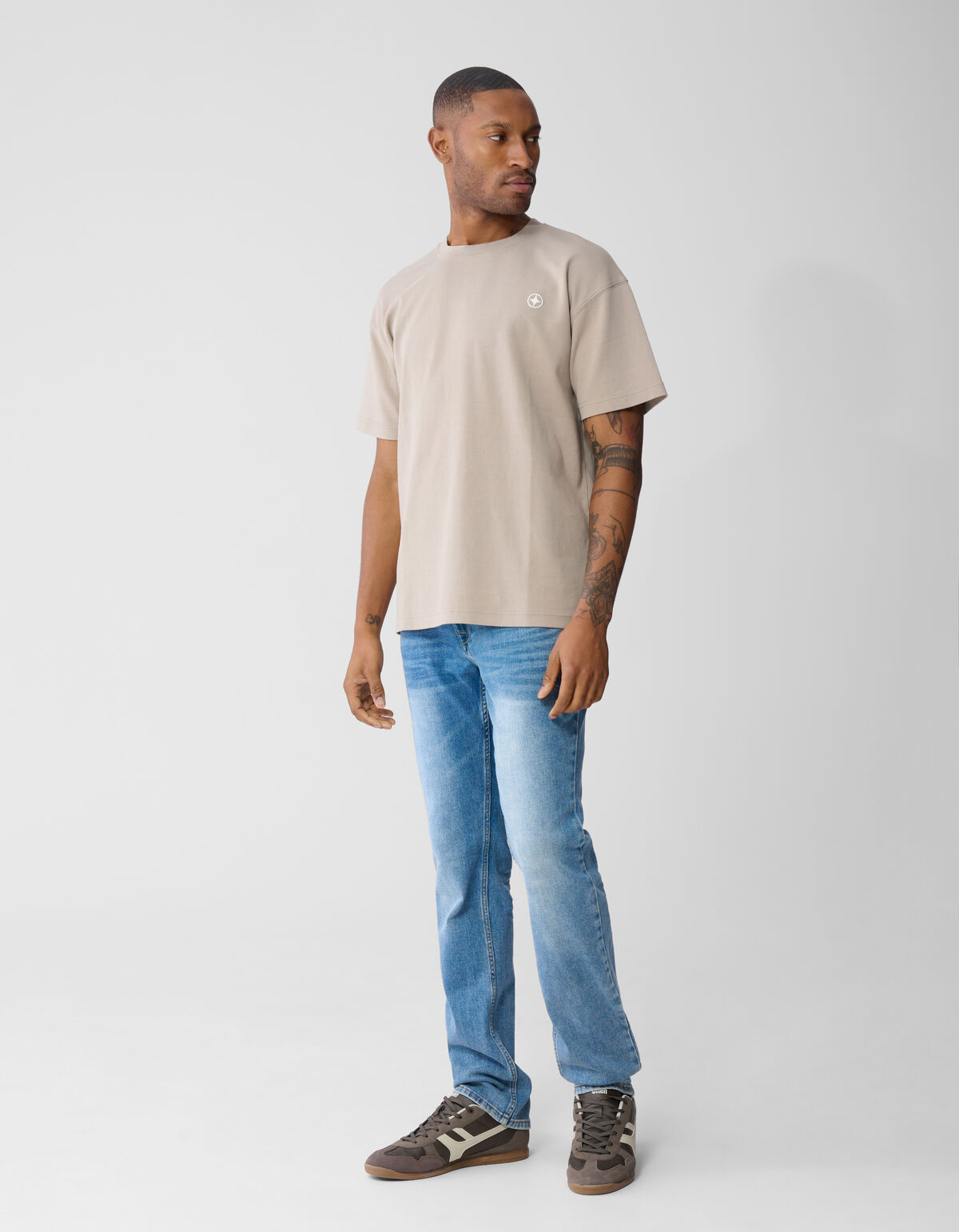 Spark Embroidery T-shirt Lichtbruin SHOEBY MEN