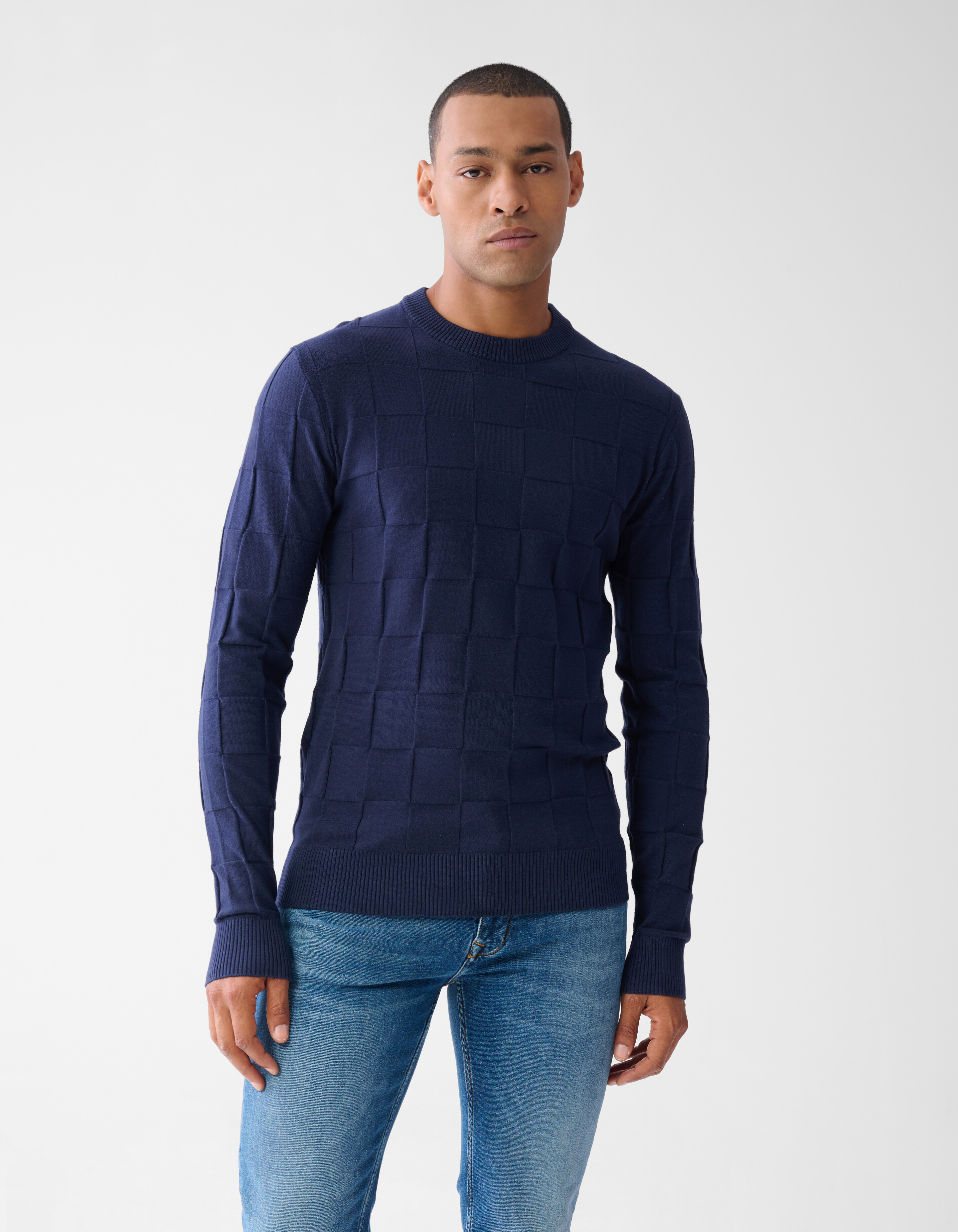 Structuur Trui Donkerblauw SHOEBY MEN