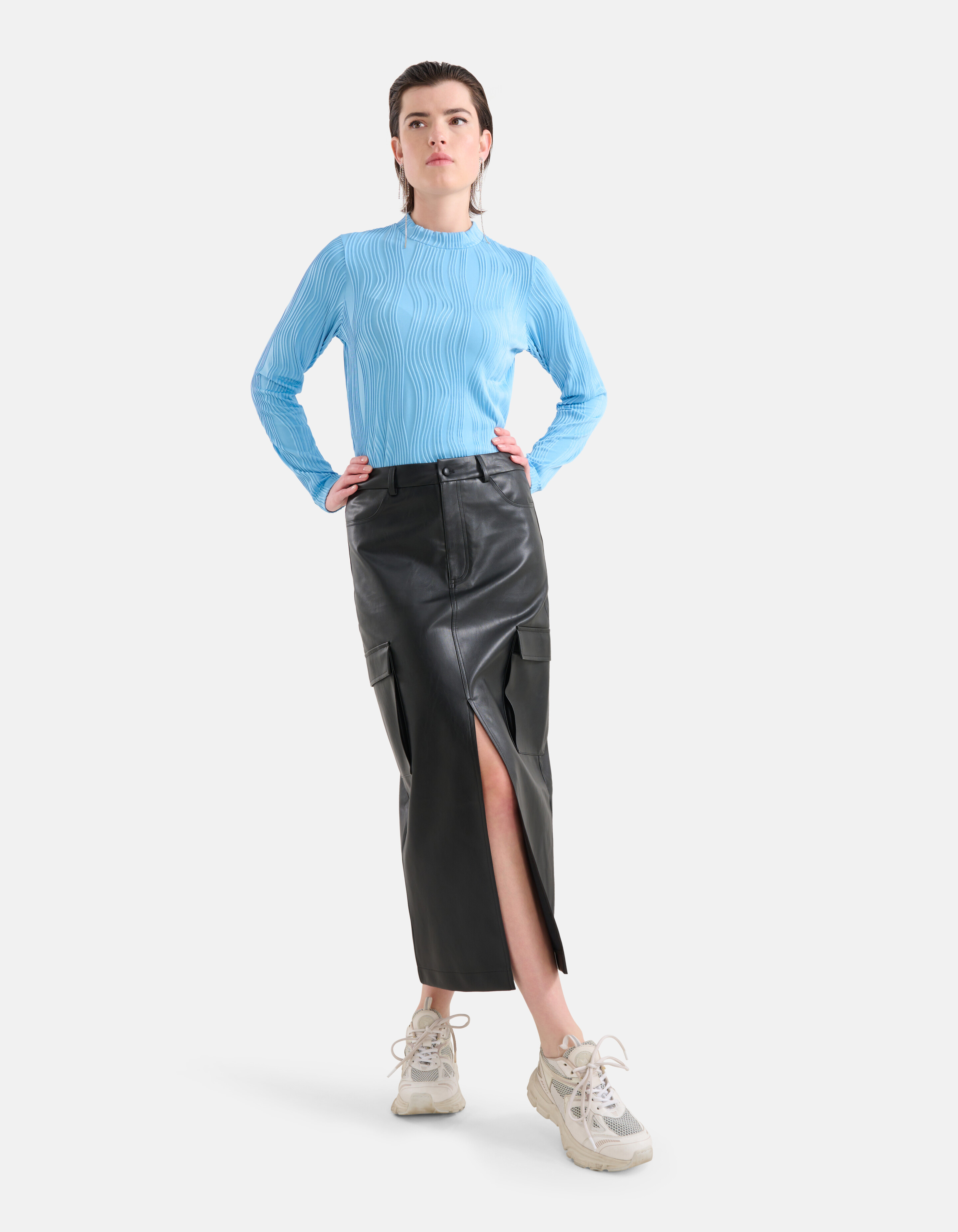 Vegan Leren Cargo Rok Zwart SHOEBY WOMEN