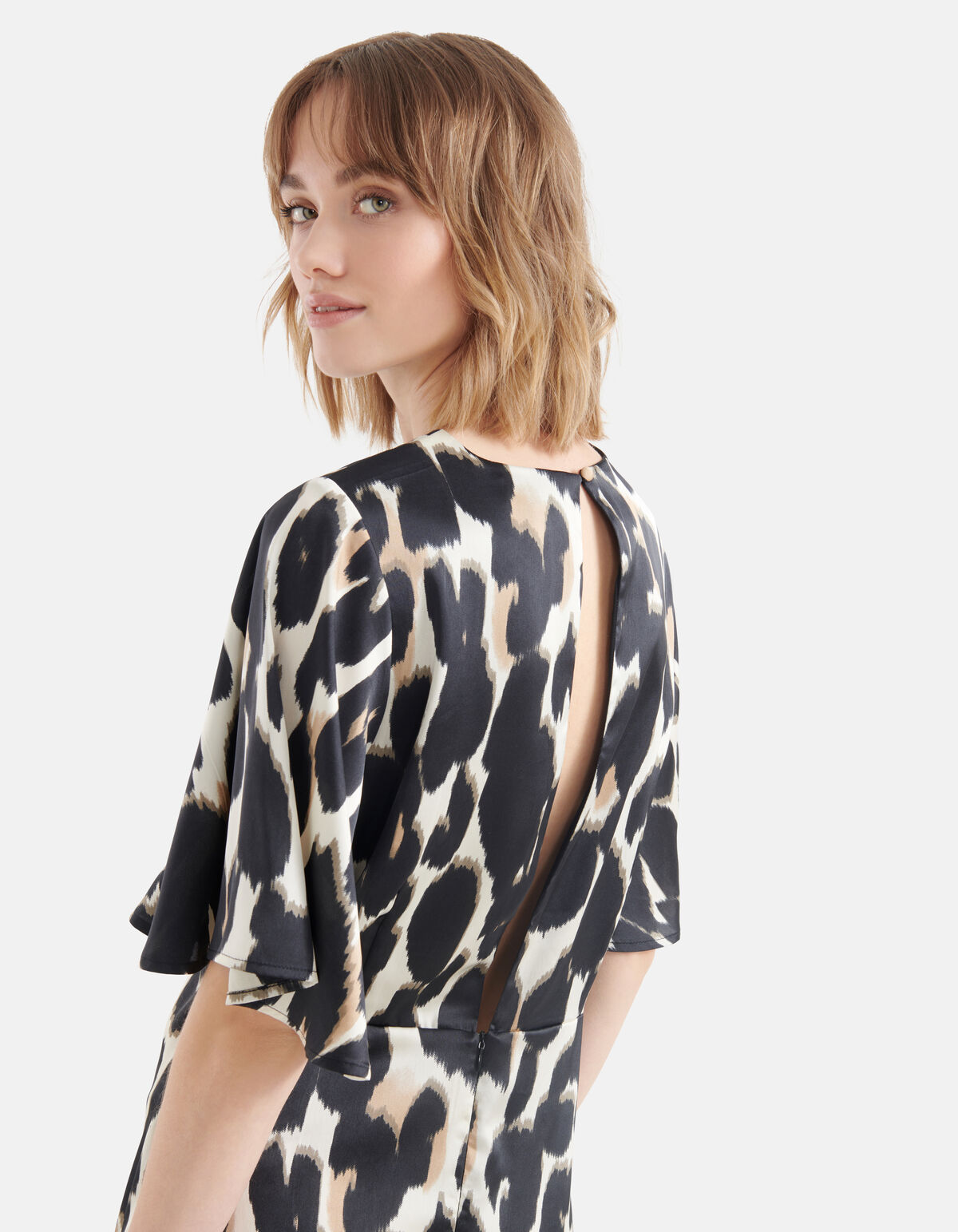 Leopard Midi Jurk Gebroken Wit SHOEBY WOMEN